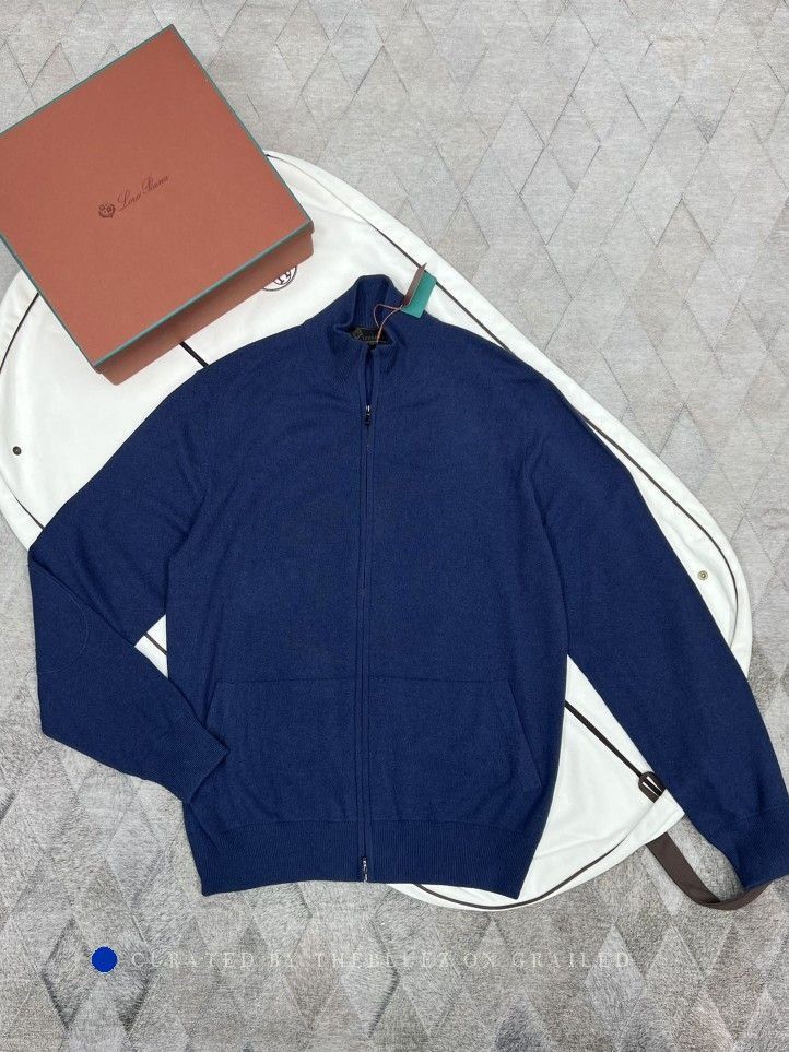 Loro Piana Blue Zip-Up Knit Sweater Size US L / EU 52-54 / 3 - 1 Thumbnail