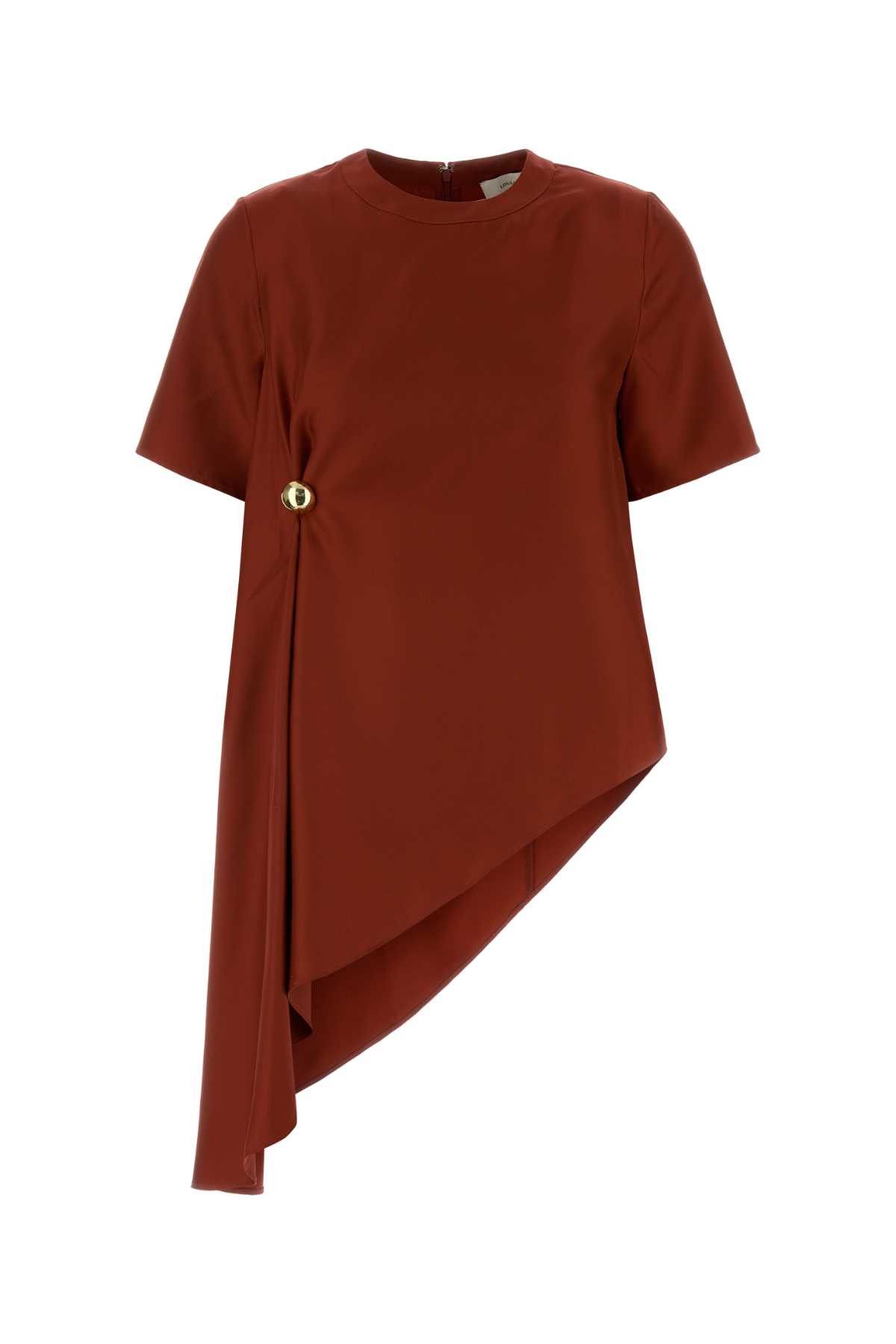 Loulou de Saison Tiziano Red Silk Madea T-Shirt Size XS / US 0-2 / IT 36-38 - 1 Thumbnail