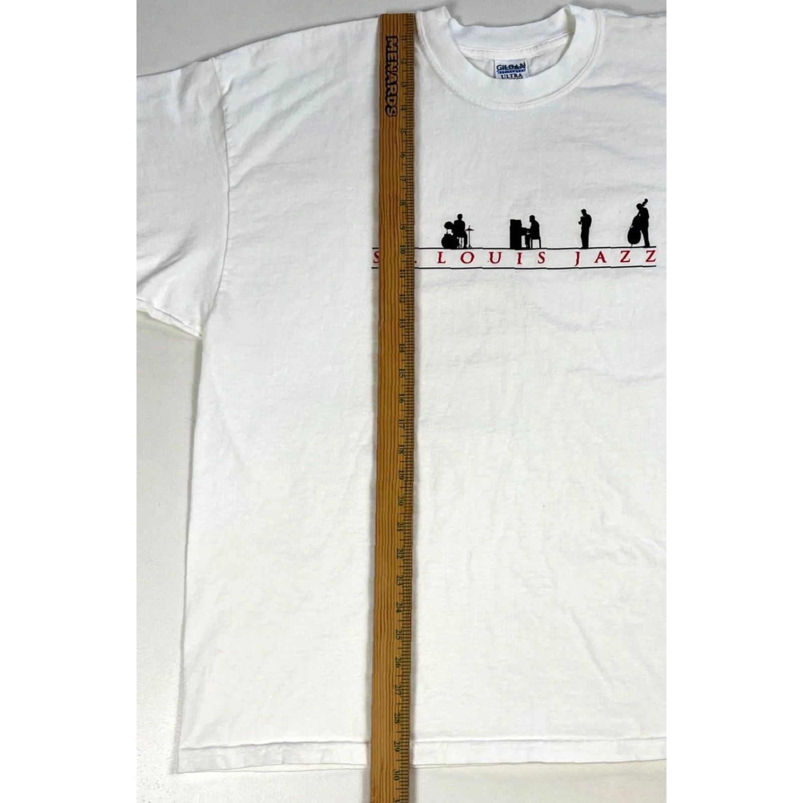 Gildan VINTAGE Men's T-Shirt 2XL St. Louis Jazz White Cotton Crew Neck Short Sleeve Gildan Ultra Cotton Heavyweight Music Shirt Mens Size US XXL / EU 58 / 5 - 6 Thumbnail