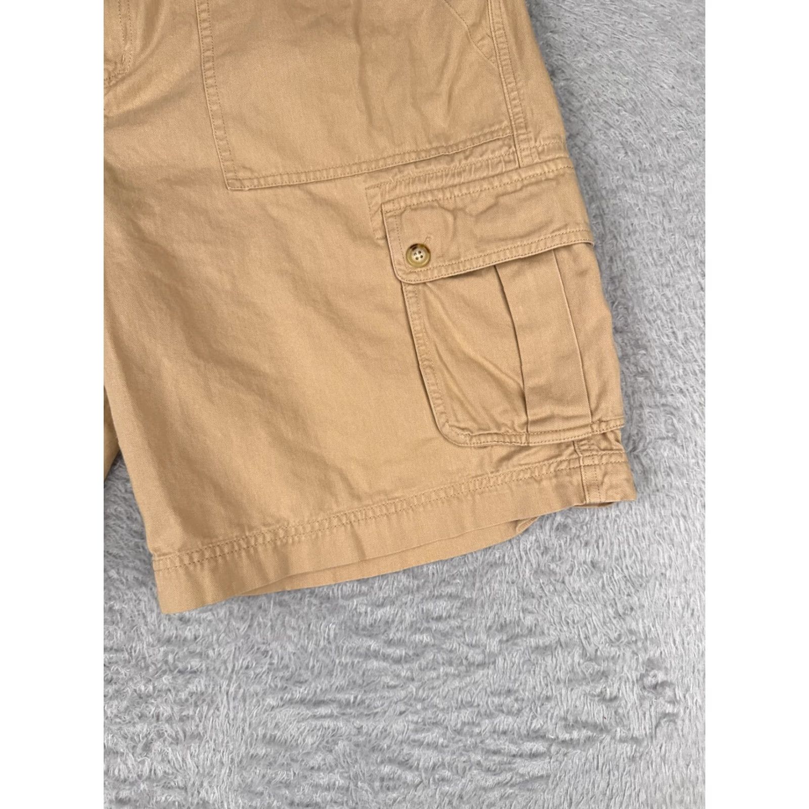 Ralph Lauren VINTAGE Lauren Ralph Lauren Shorts Women 14P Petites Beige Cargo Twill Cotton Blend 34x10 High Rise 5-Pocket Womens Size 36" / US 14 / IT 50 - 2 Thumbnail