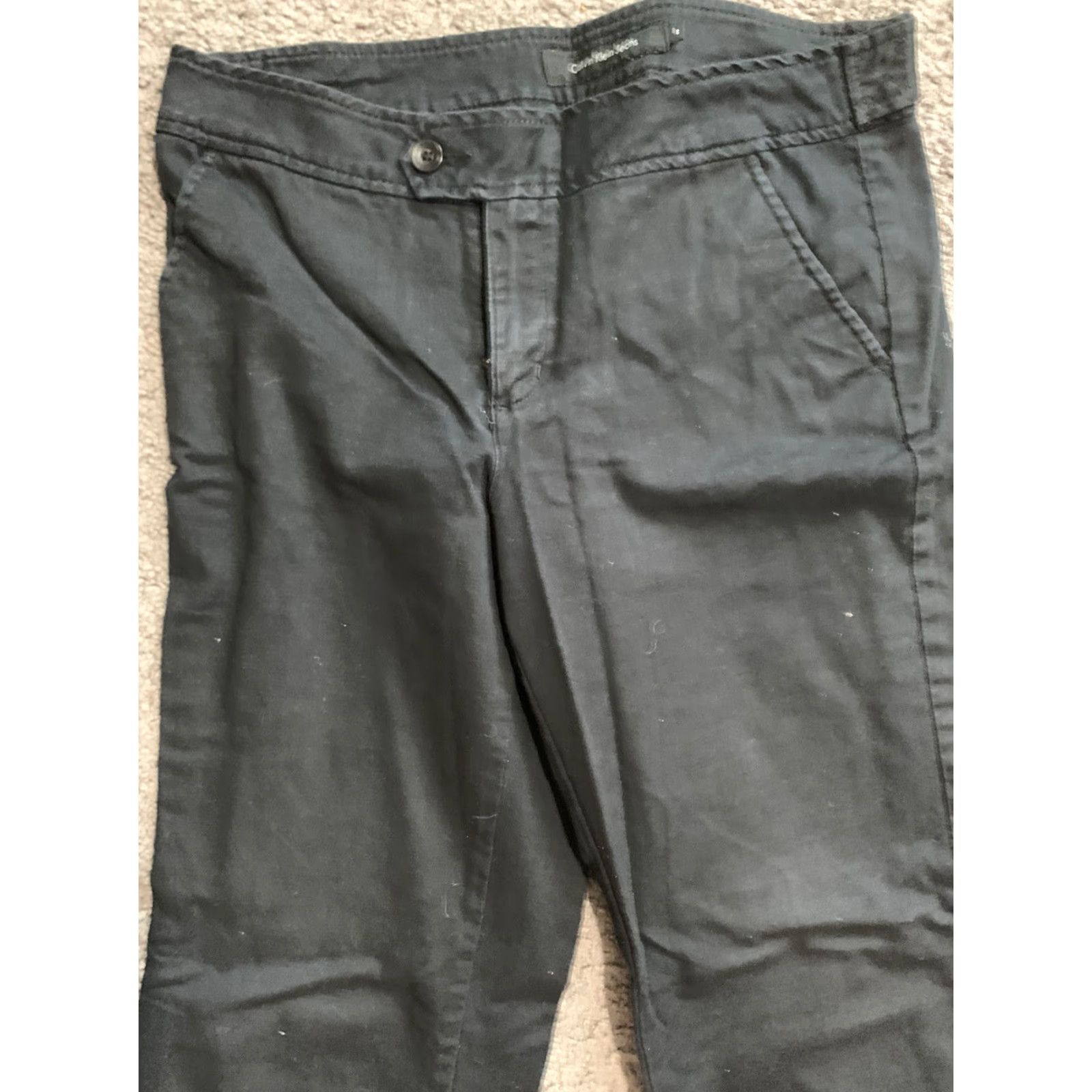 Calvin Klein CALVIN KLEIN Pants Womens 8 Black Straight Capri Mid Rise Pockets Button Twill Business Casual Size 30" / US 8 / IT 44 - 2 Thumbnail