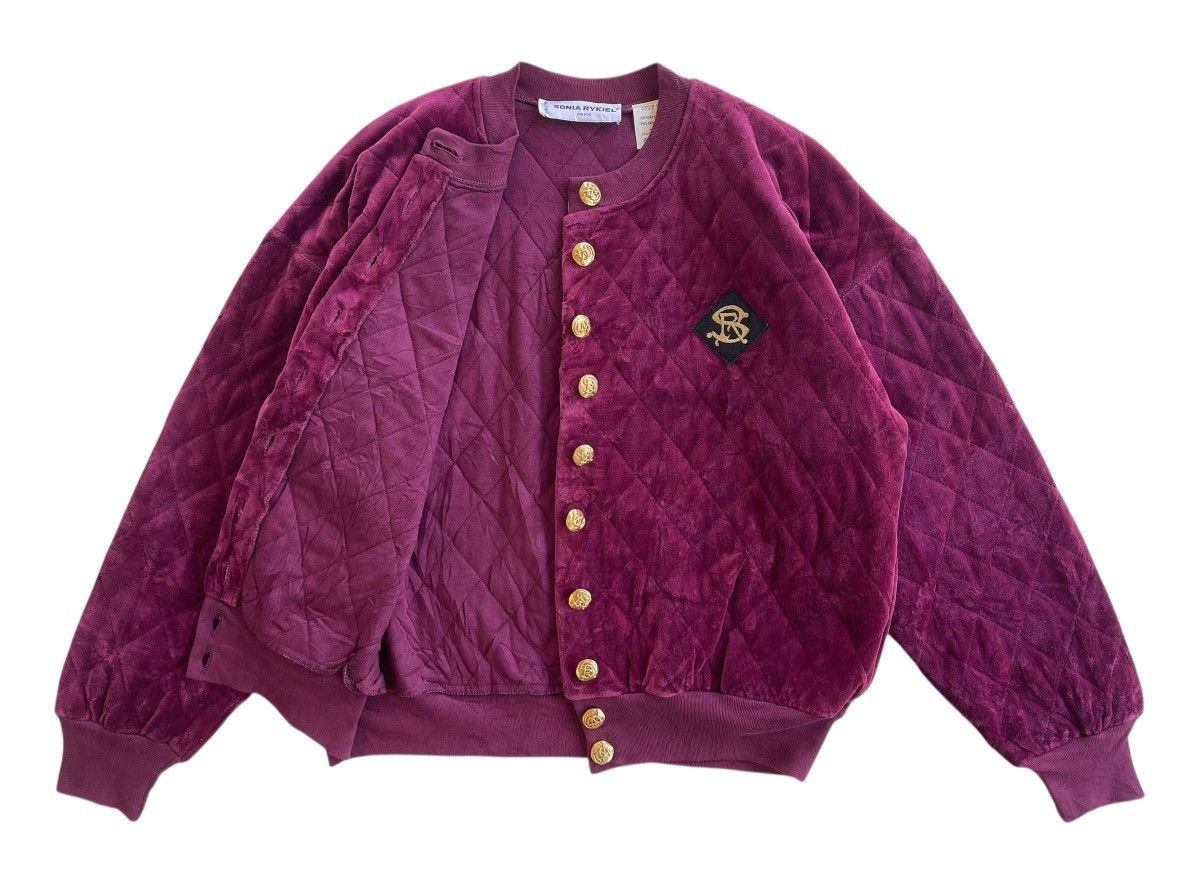 Sonia Rykiel Luxury Velvet Burgundy Bomber Jacket Size M / US 6-8 / IT 42-44 - 3 Thumbnail