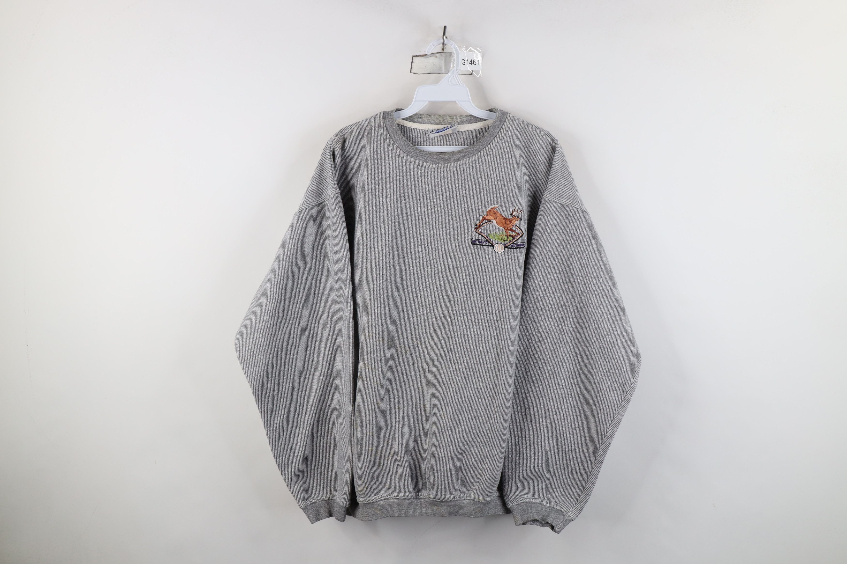 Vintage Vintage 90s Streetwear Striped Deer Buck Sweatshirt USA Size US L / EU 52-54 / 3 - 1 Thumbnail