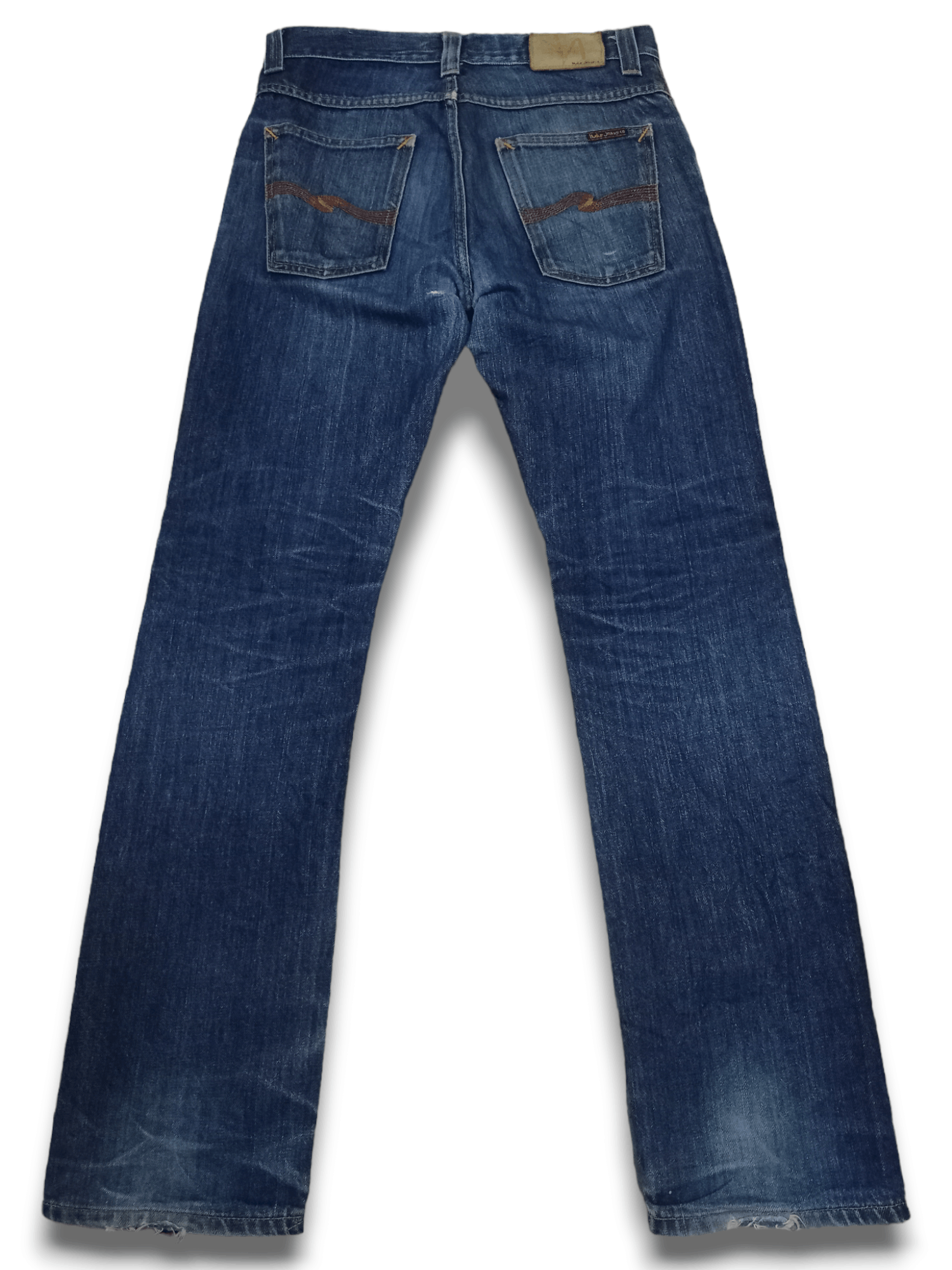 image of Distressed Denim x Italian Designers Vintage Nudie Button Fly Blue Wash Ripped Style Jeans 30X31