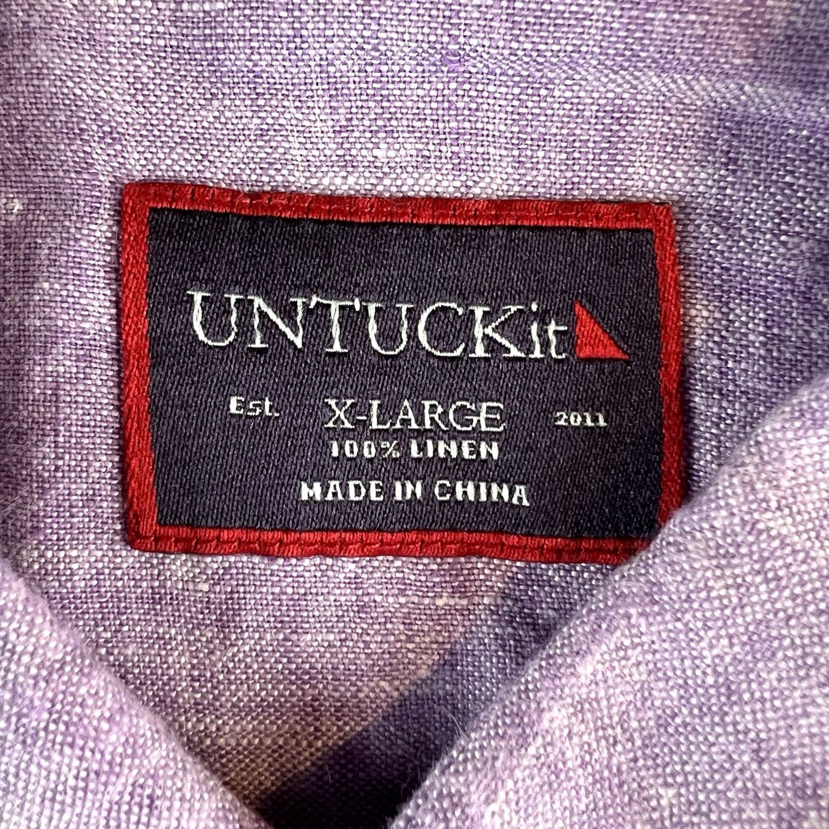 UNTUCKit UNTUCKit Shirt Mens XL 100% Linen Button Up Wrinkle Resistant Purple Preppy Size US XL / EU 56 / 4 - 5 Thumbnail