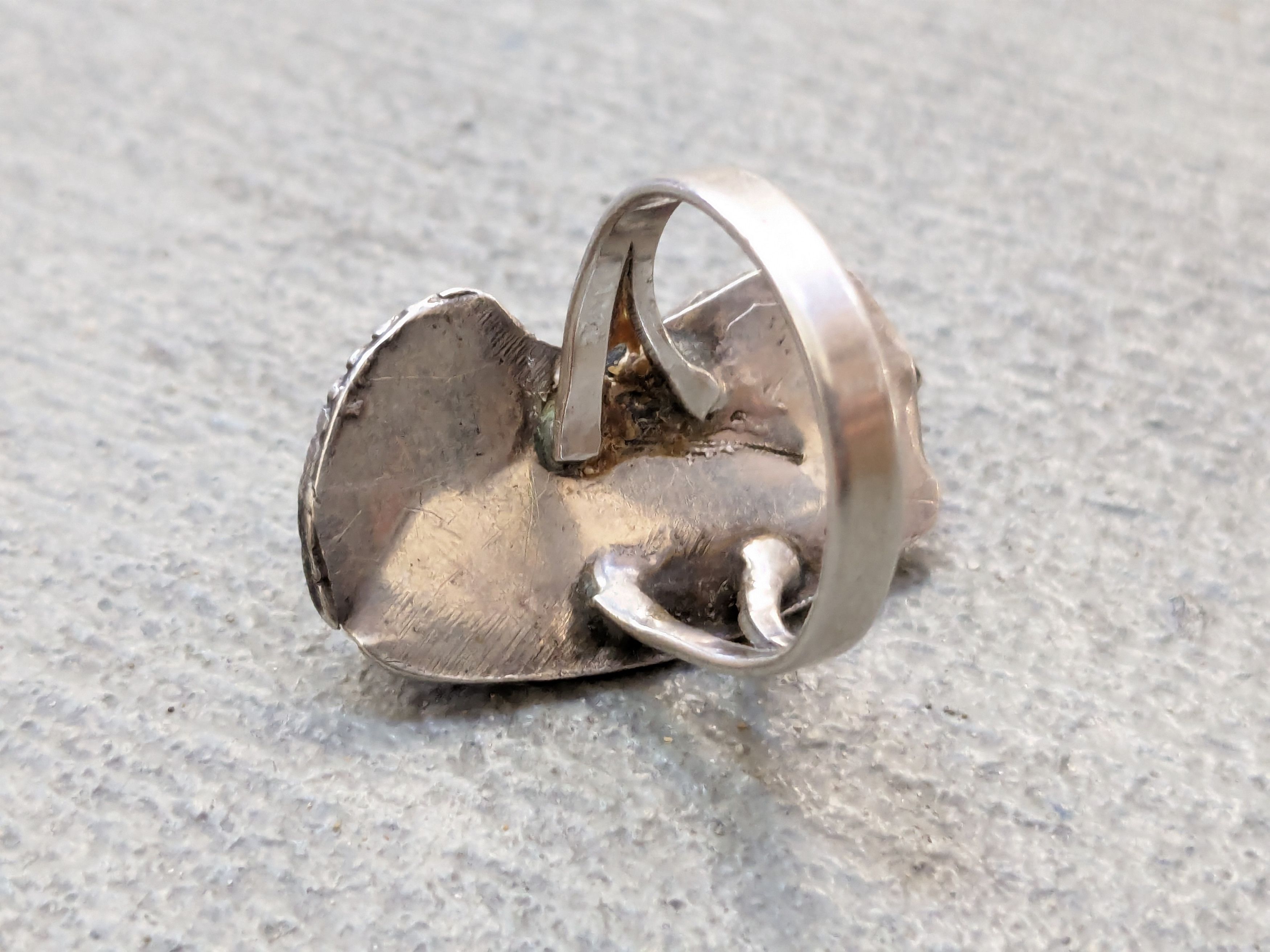 Jewelry Vintage Sterling Silver Ring 8 Turquoise Leaf Modern Size ONE SIZE - 8 Thumbnail
