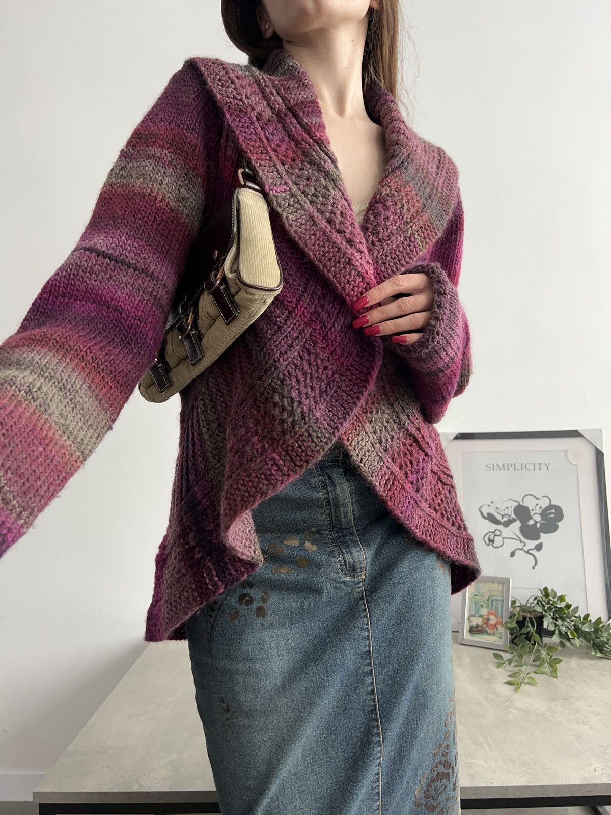 Vintage Beautiful Knit Wool Cardigan Y2K Vintage Size M / US 6-8 / IT 42-44 - 4 Thumbnail