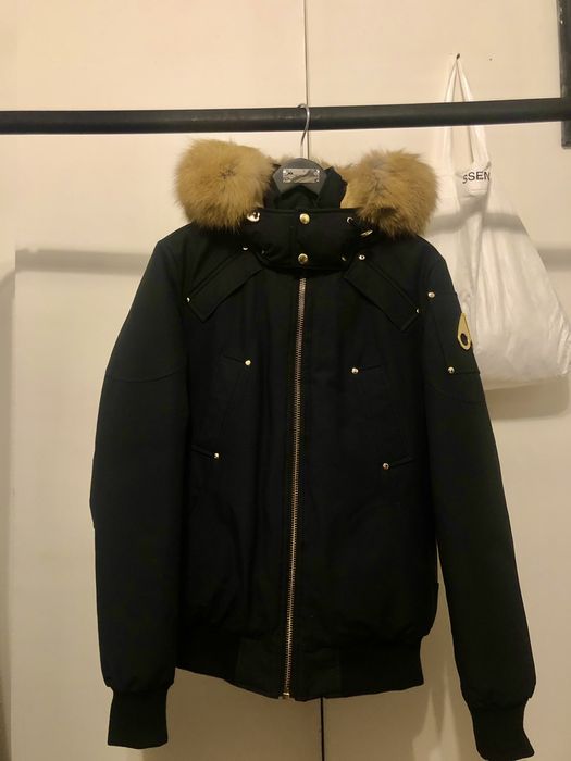 Moose Knuckles Moose Knuckles Navy Ballistic Bomber w Gold fur | Grailed