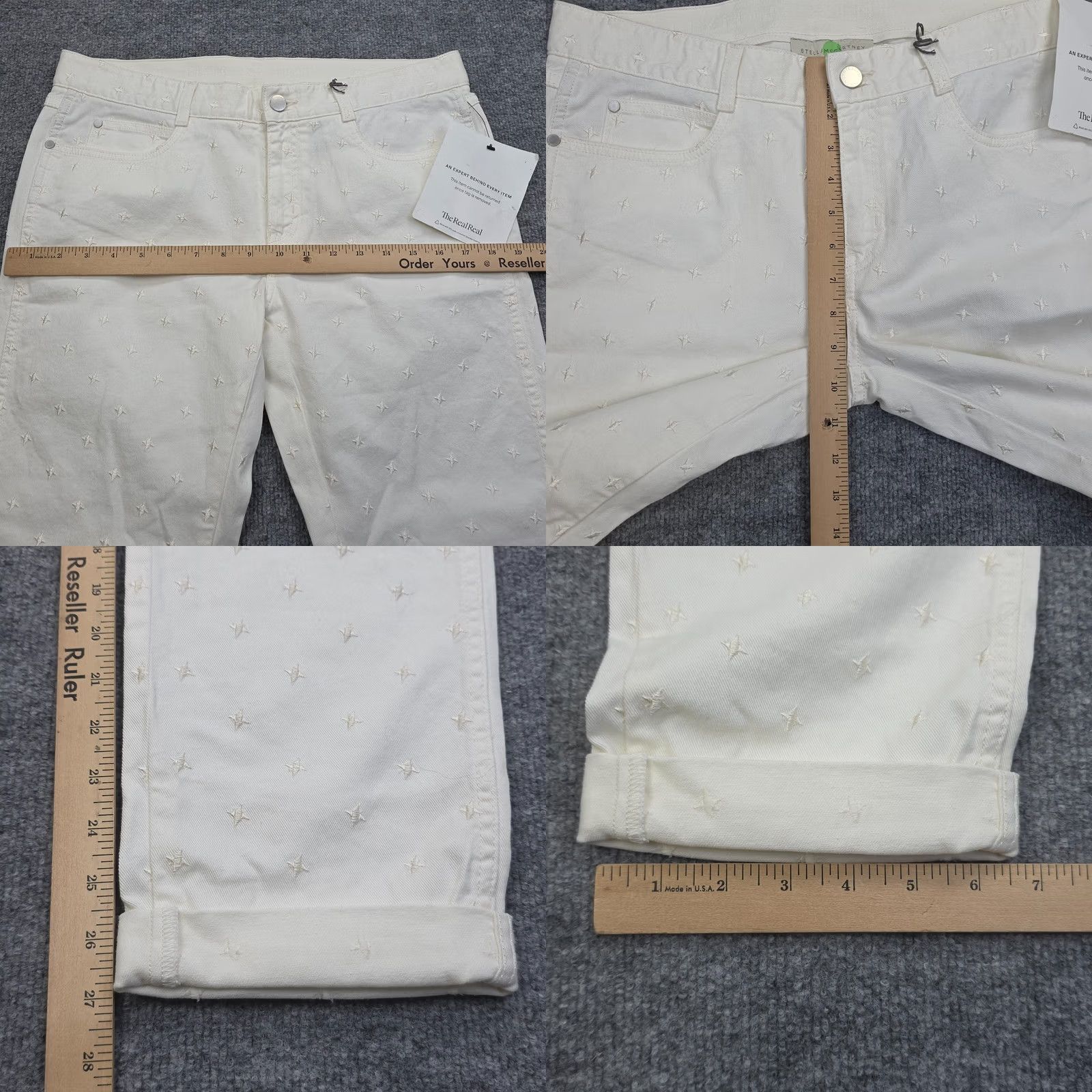 Stella McCartney Stella McCartney Pants Women 31 Ivory Star Embroidered NWT Slim Tapered Cuffed 27" Inseam Ivory Star Embroidered NWT Ladies Mens? Size 24" / US 00 / IT 34 - 10 Thumbnail