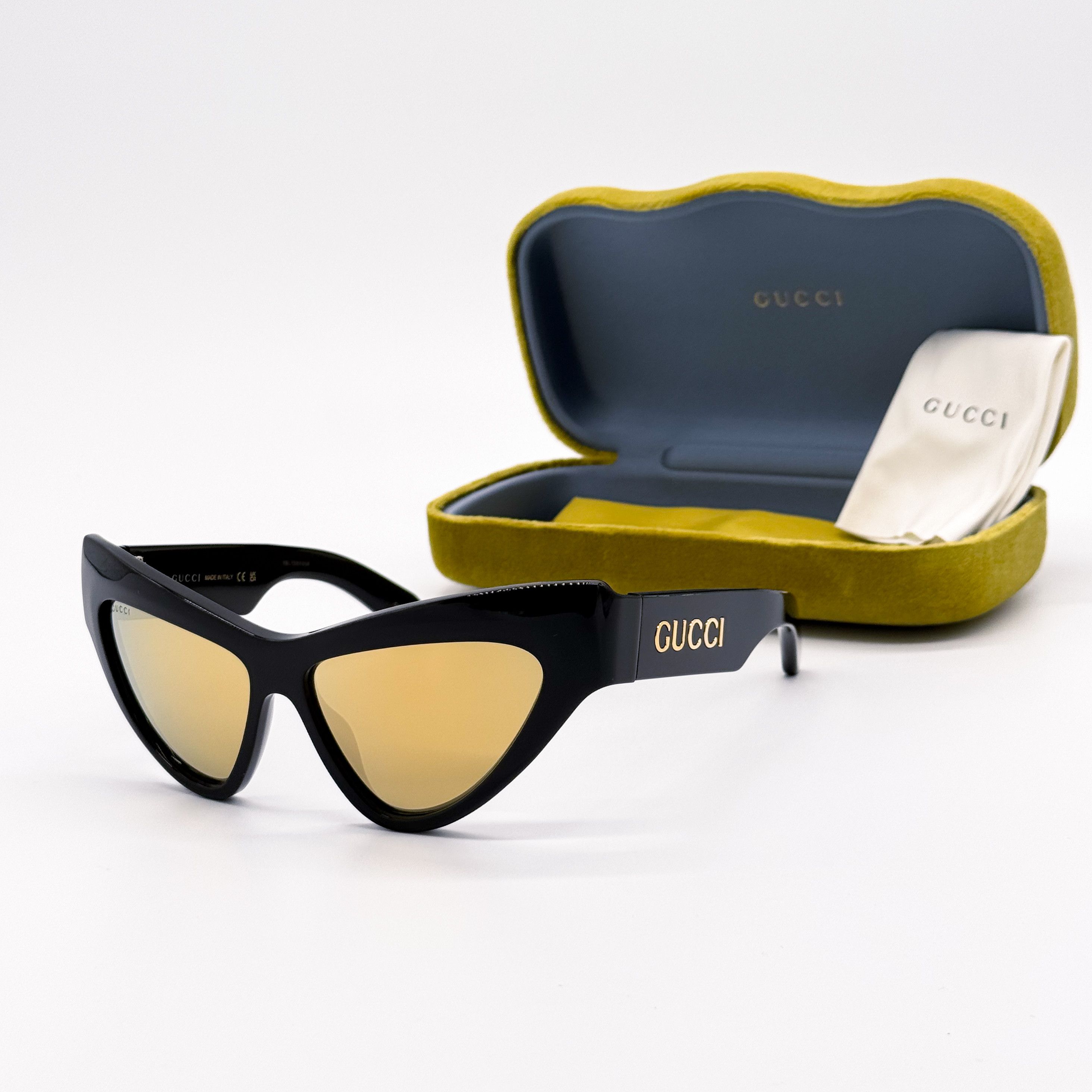 Gucci NEW GUCCI GG1294S 002 WOMEN BLACK GOLD CAT EYE SUNGLASSES Size ONE SIZE - 3 Thumbnail