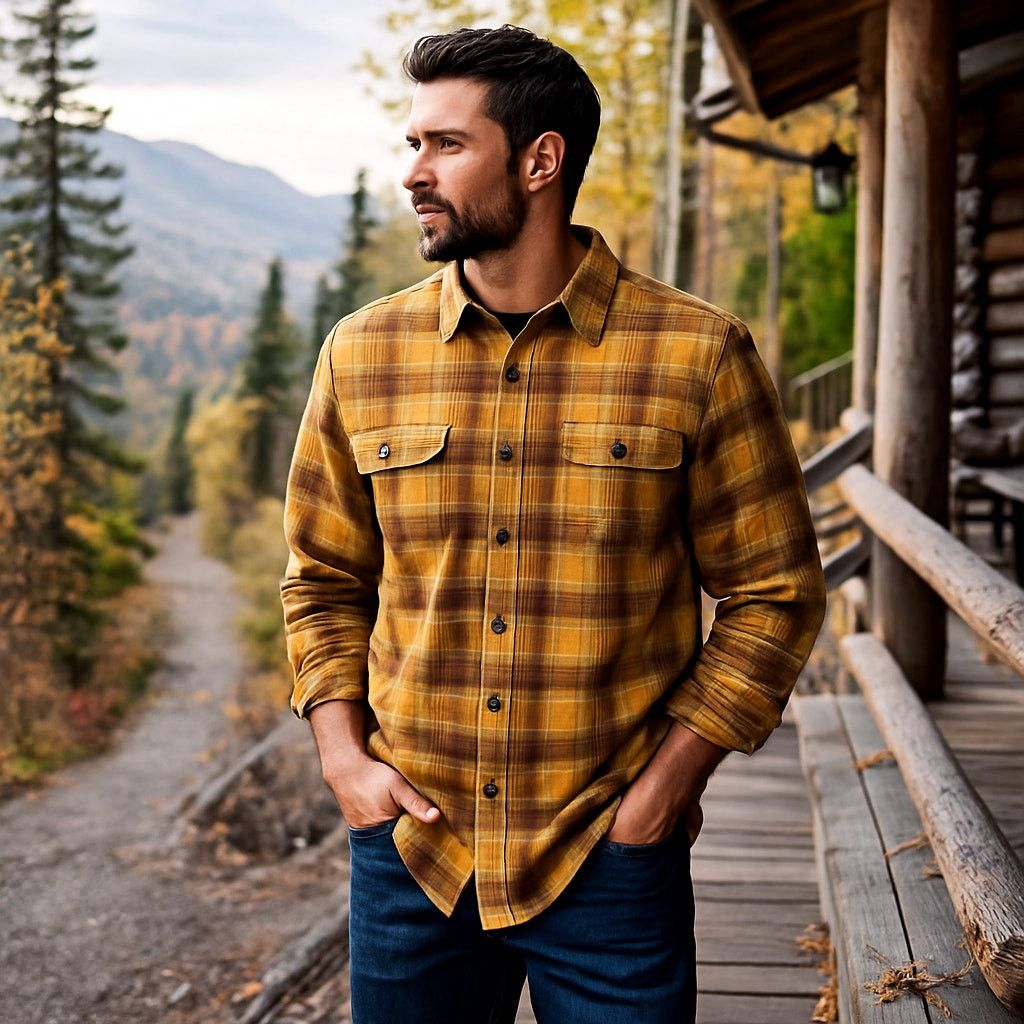 prAna Edgewater Shirt XXL Yellow Plaid Shirt Flannel Shirt