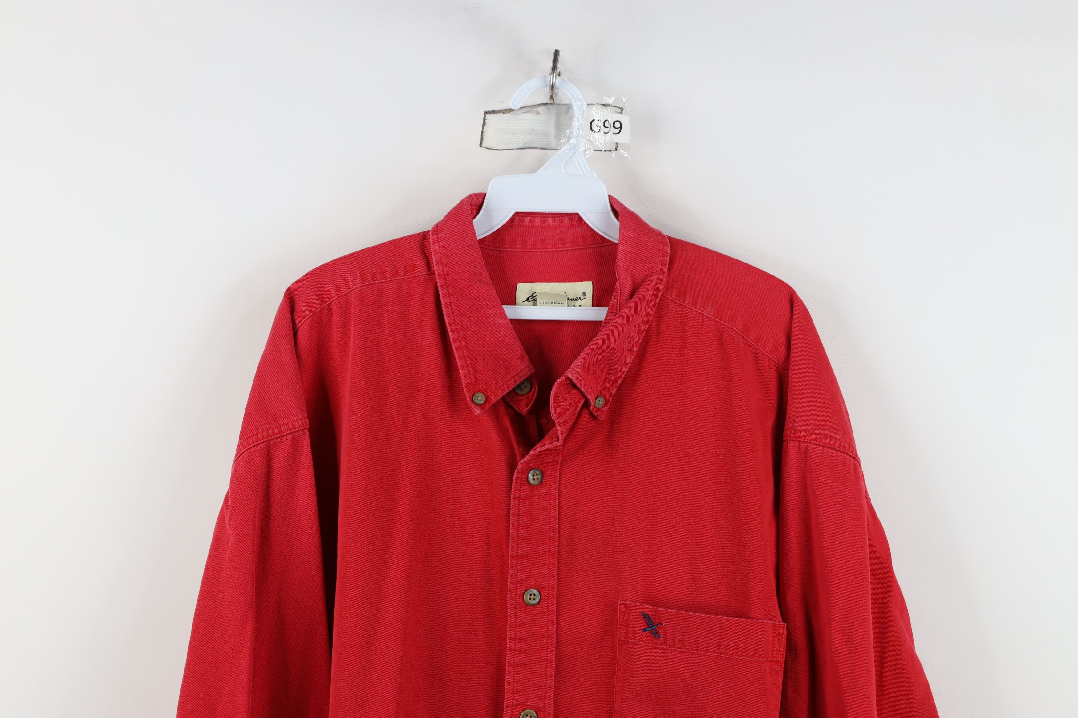 Eddie Bauer Vintage 90s Eddie Bauer Cotton Twill Button Down Shirt Red Size US XXL / EU 58 / 5 - 2 Thumbnail