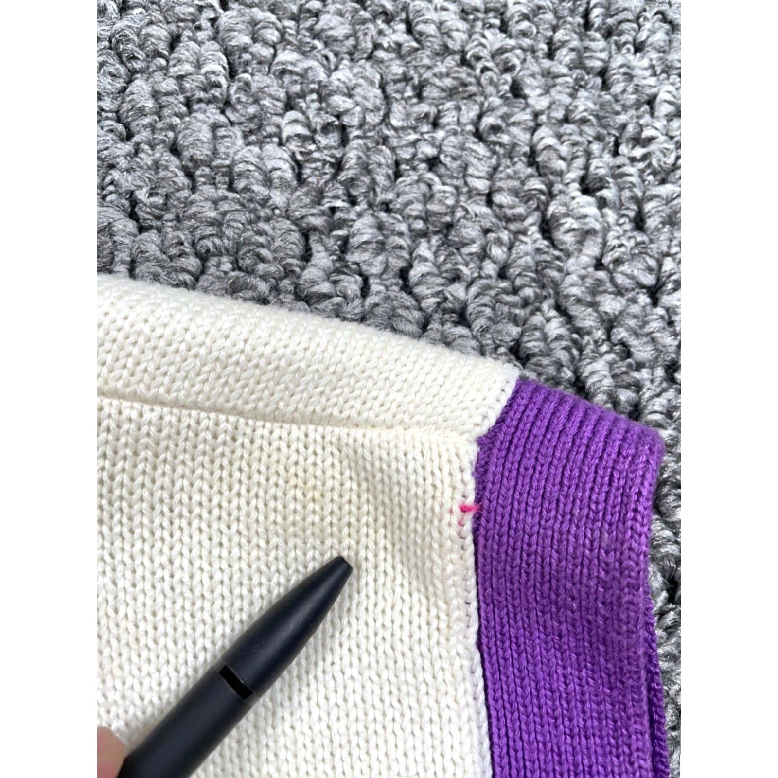 Vintage VINTAGE La Mode Argyle Button Up Sweater Vest Women's Large White Purple Chunky Knit 90s Retro Size L / US 10 / IT 46 - 5 Thumbnail