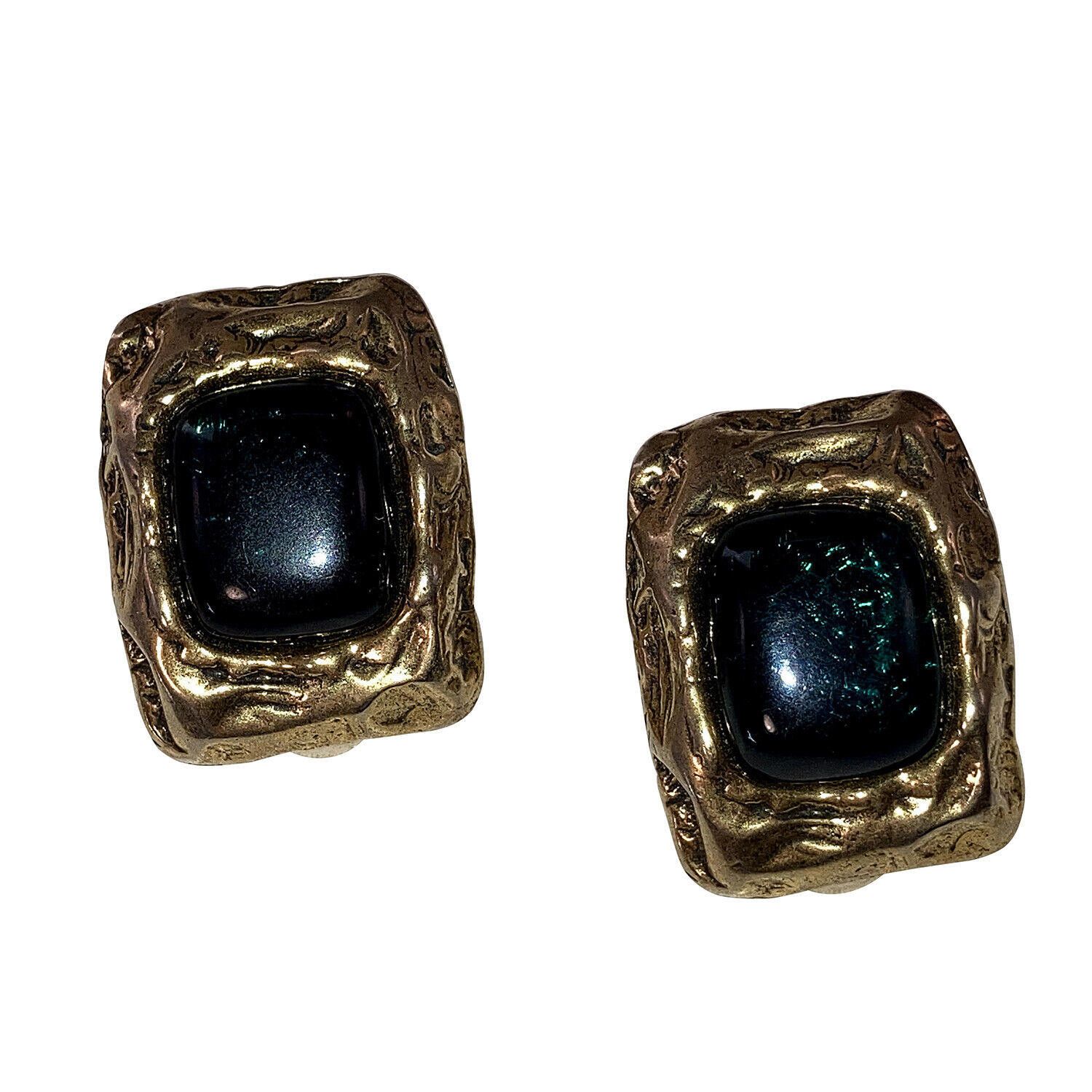 Valentino Valentino Dark Blue Lucite Cast Nugget Rectangular Earrings Size ONE SIZE - 1 Thumbnail