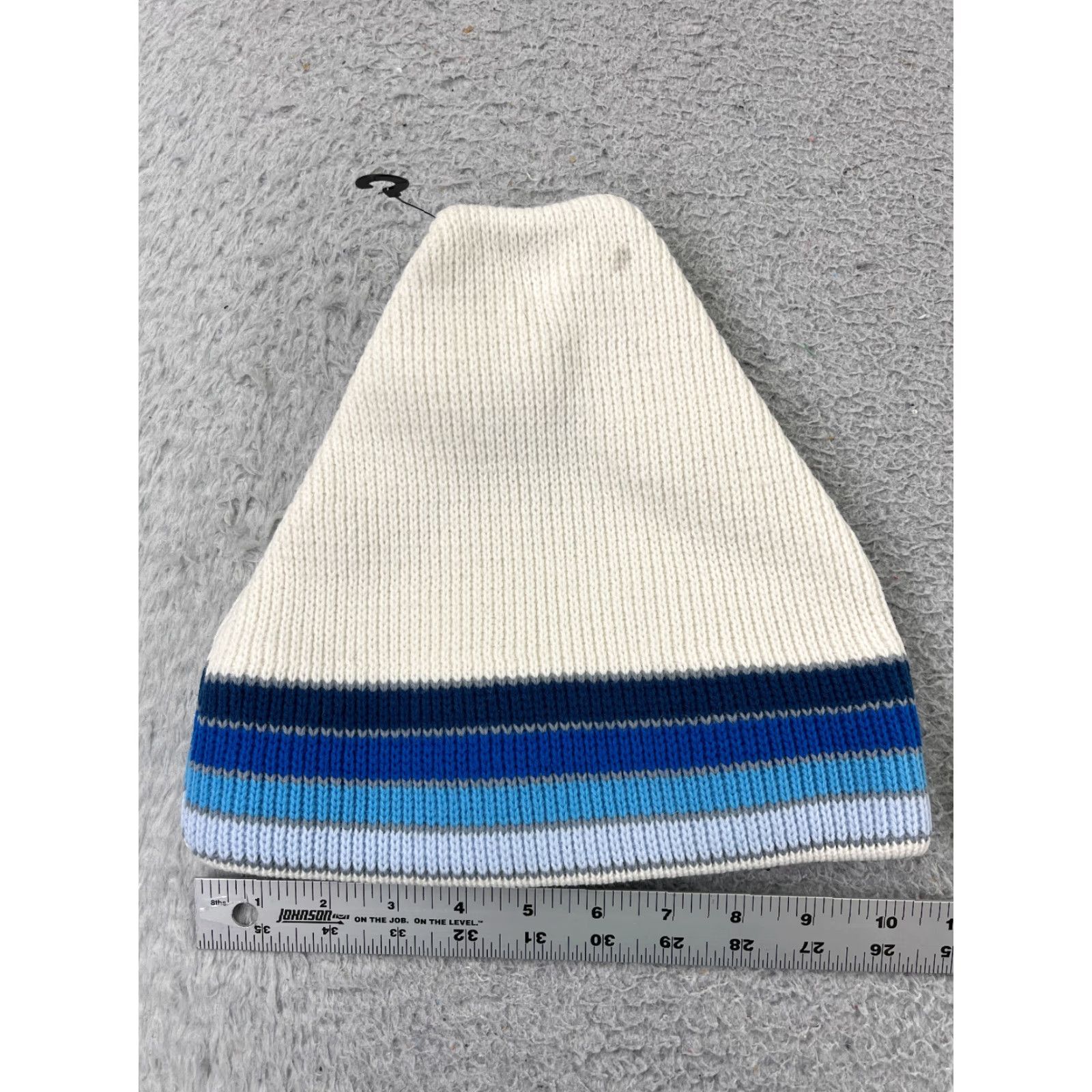 Vintage Penthouse Knits Beanie Adult One Size White Blue Stripe Wool Blend Ski Size ONE SIZE - 2 Thumbnail