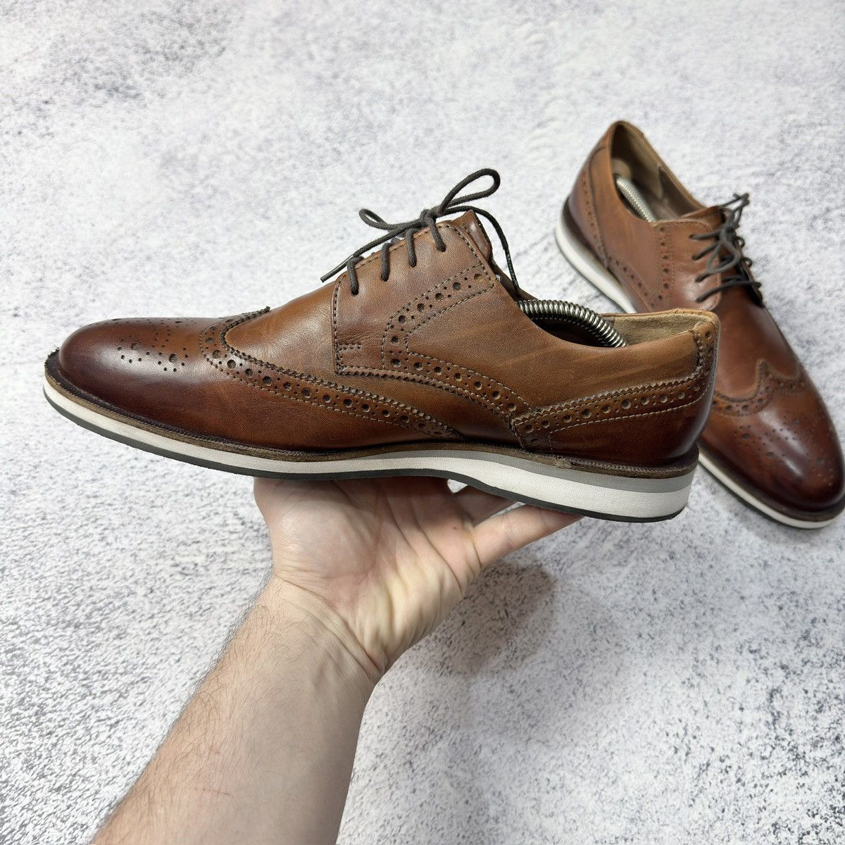 Designer × Mercedes-Benz Mercedes Mens Brown Leather Derbies US9 UK8 EU42 27cm Size US 9 / EU 42 - 5 Thumbnail