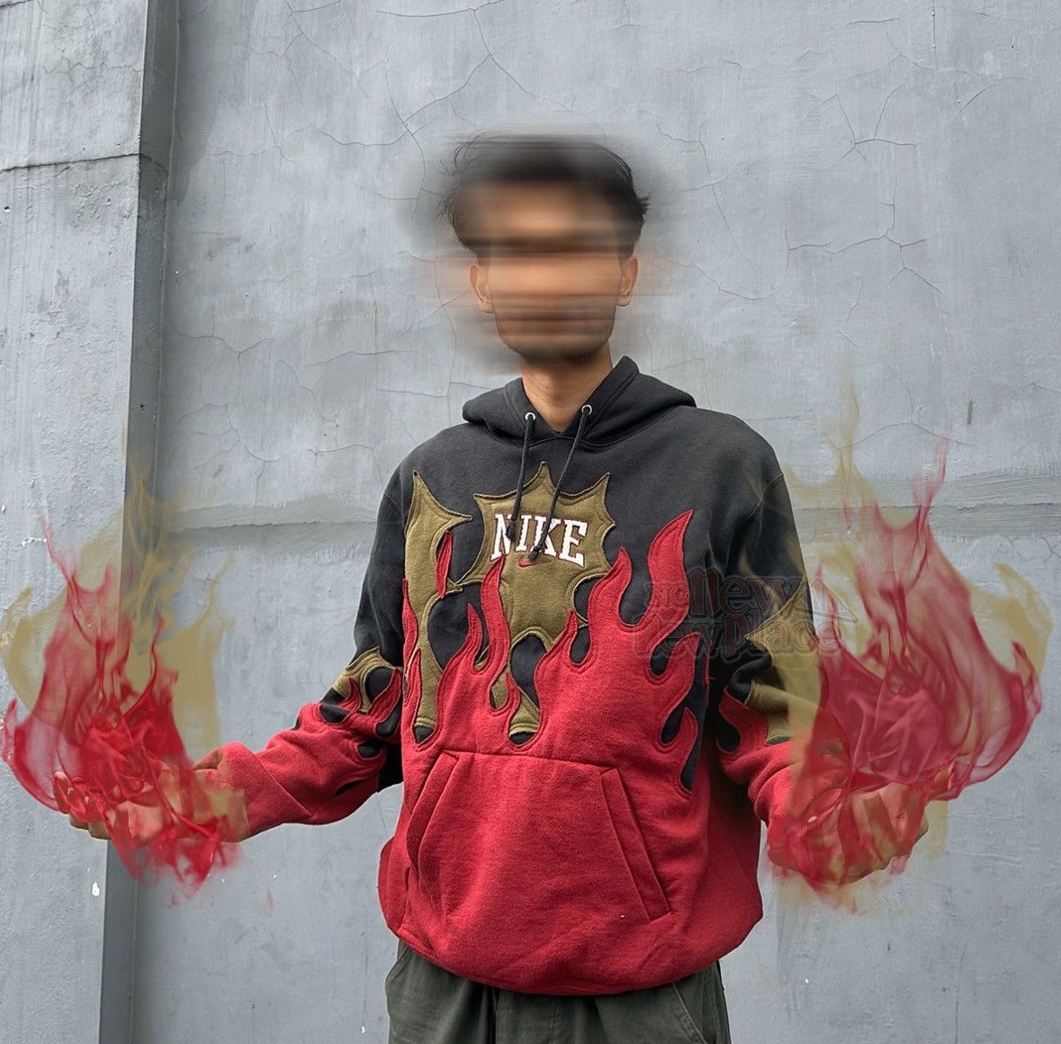 Nike Nike Hoodie Flame Spiky Red Olive “Choso” 583 Size US L / EU 52-54 / 3 - 2 Thumbnail