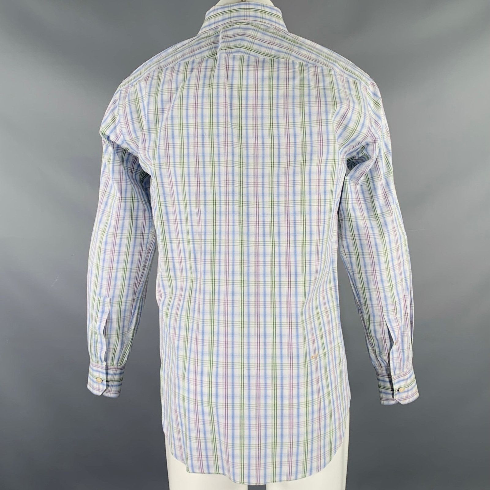 Paul Smith S White Blue Green Plaid Cotton Button Up Long Sleeve Shirt Size US S / EU 44-46 / 1 - 3 Thumbnail