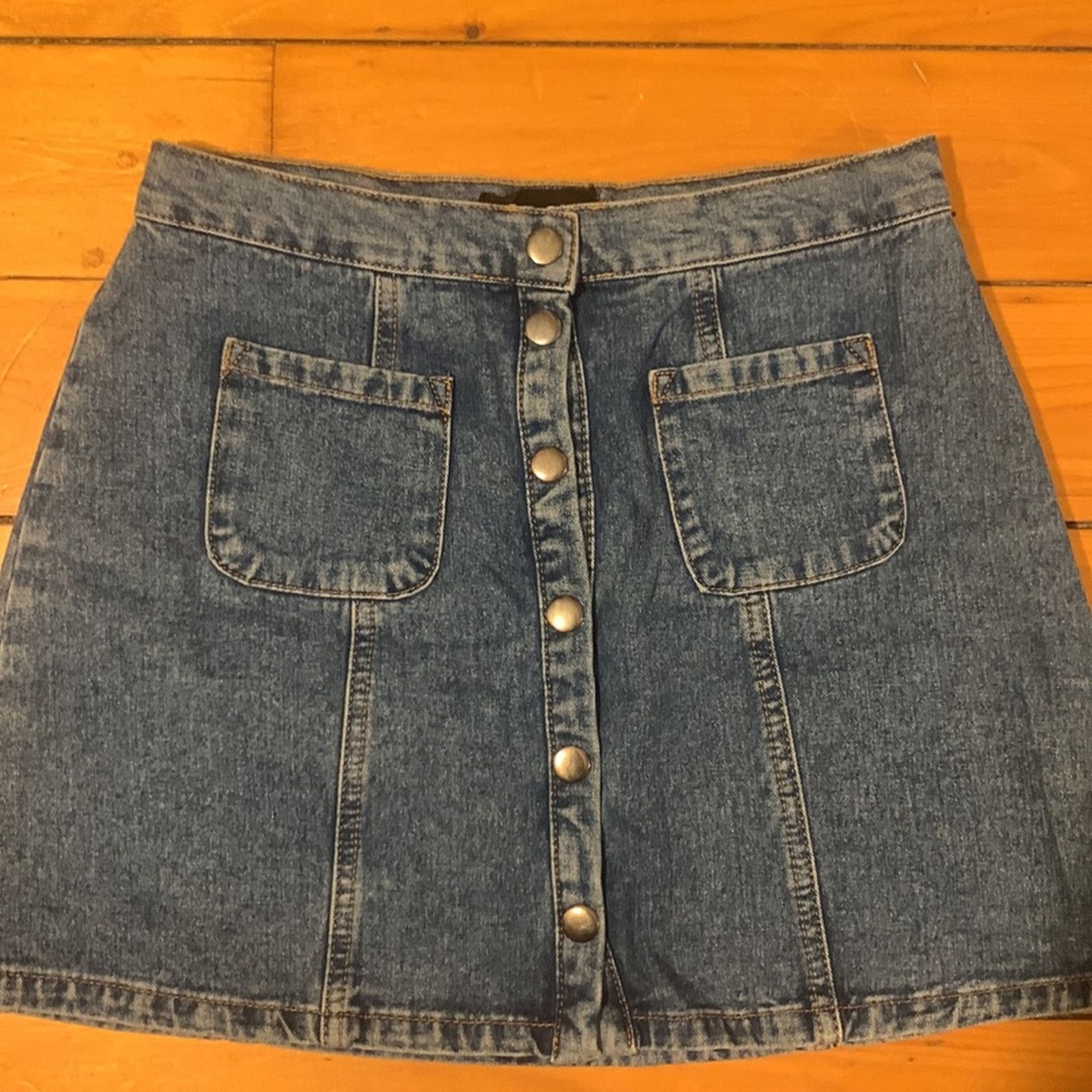 Bdg 70’s style BDG denim mini skirt snap front hippie boho Size 28" / US 6 / IT 42 - 1 Thumbnail