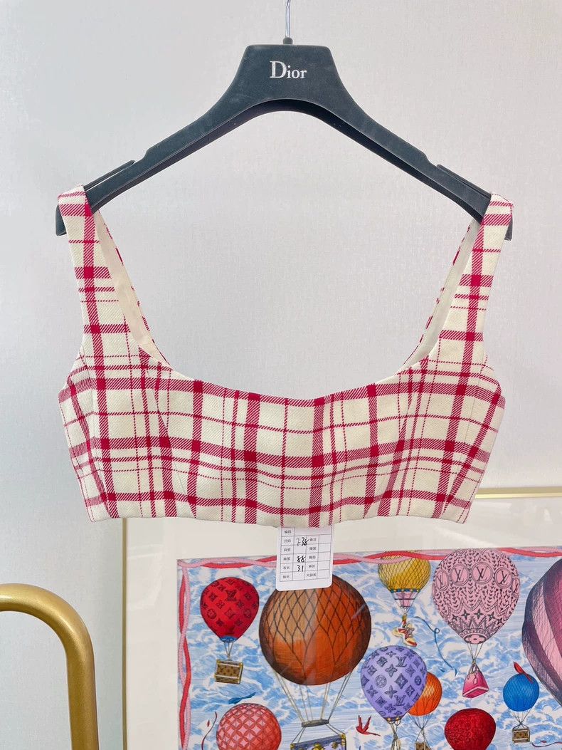 Dior Dior Pink plaid wool suspenders Size XS / US 0-2 / IT 36-38 - 1 Thumbnail