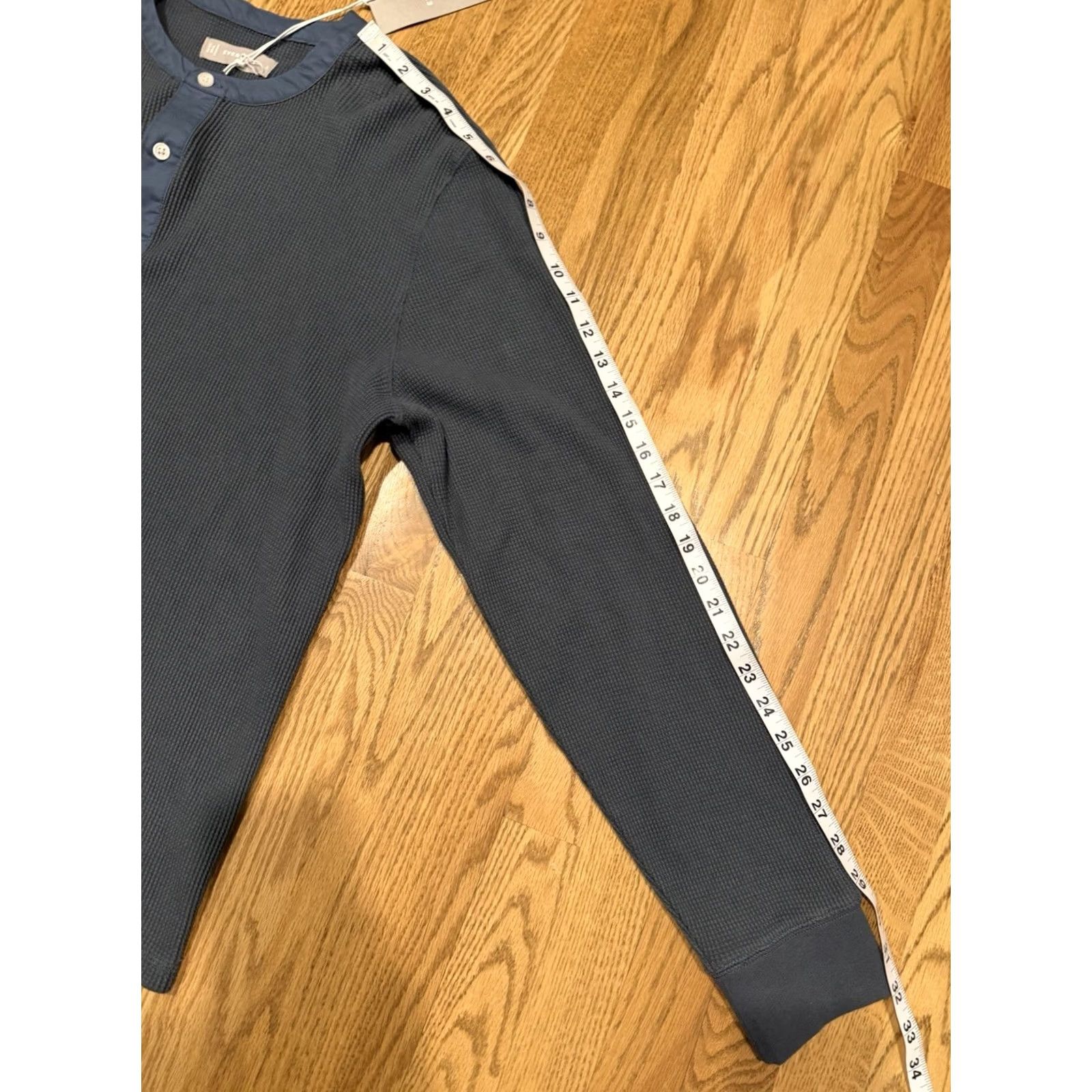 Everlane Everlane Waffle Knit Henley Thermal Shirt Men’s Large Blue/Gray Long Sleeve NWT Size US L / EU 52-54 / 3 - 6 Thumbnail