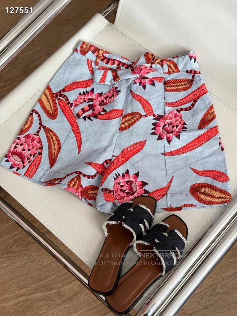 Hermes Hermes Women's Cotton Linen Shorts Size 42" / US 20 - 1 Thumbnail