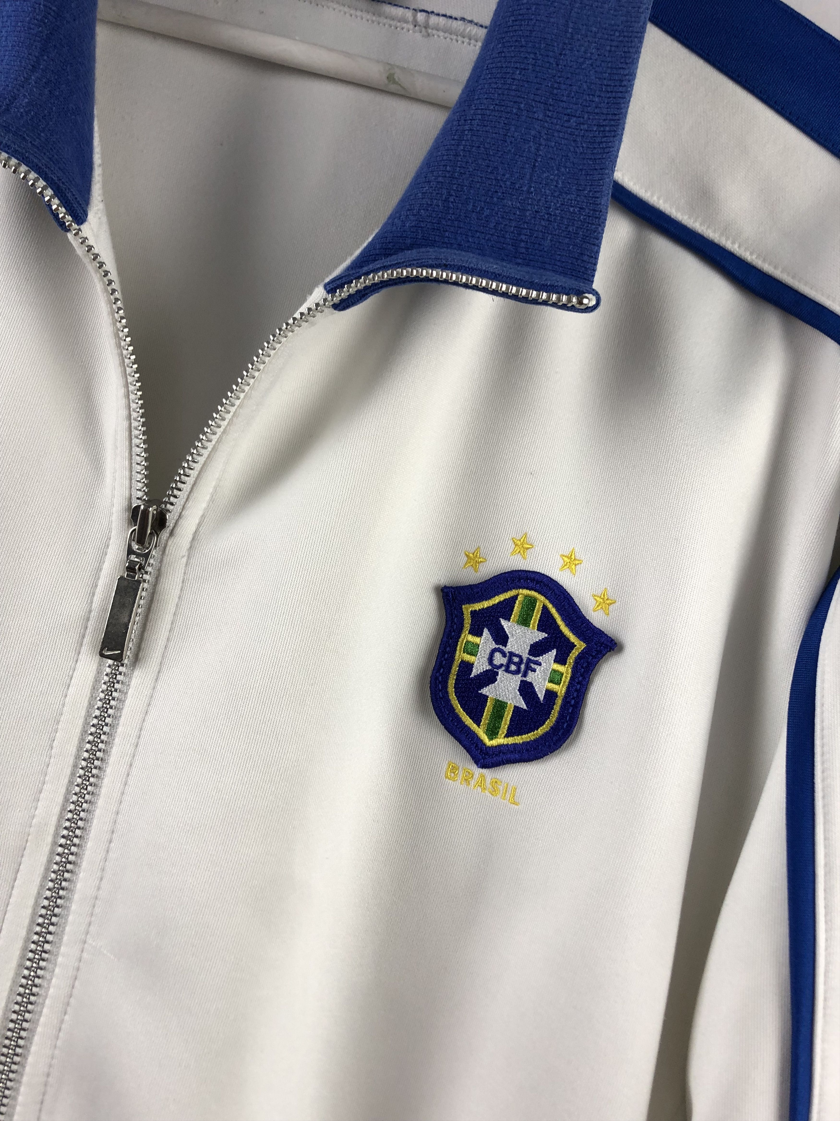 Nike × Vintage Vintage Nike Brazil Jacket Soccer Track Top White Zip Size US XXL / EU 58 / 5 - 5 Thumbnail
