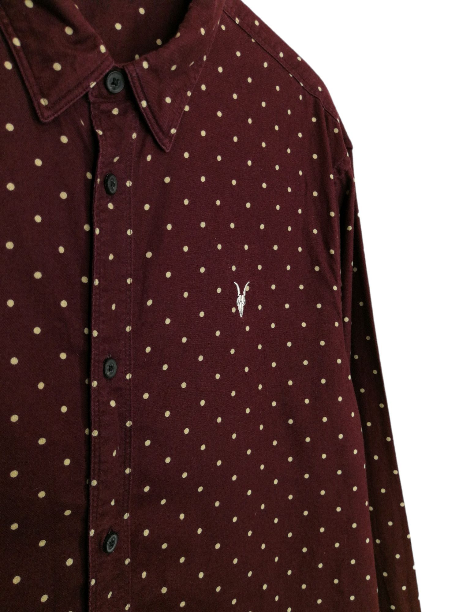 Allsaints Allsaints Bethel Shirt LS Burgundy & White Polka Dot Size US M / EU 48-50 / 2 - 5 Thumbnail