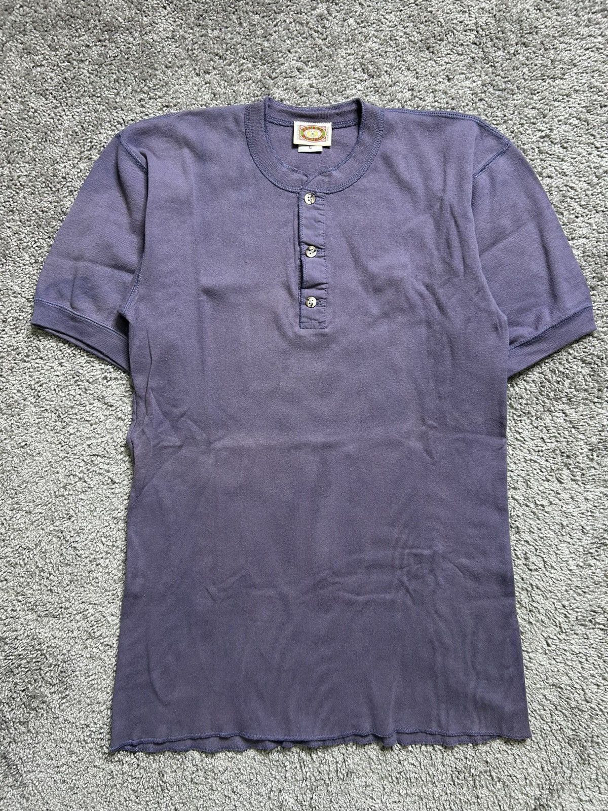Vintage 80s Banana Republic Henley Tee Purple Made in USA