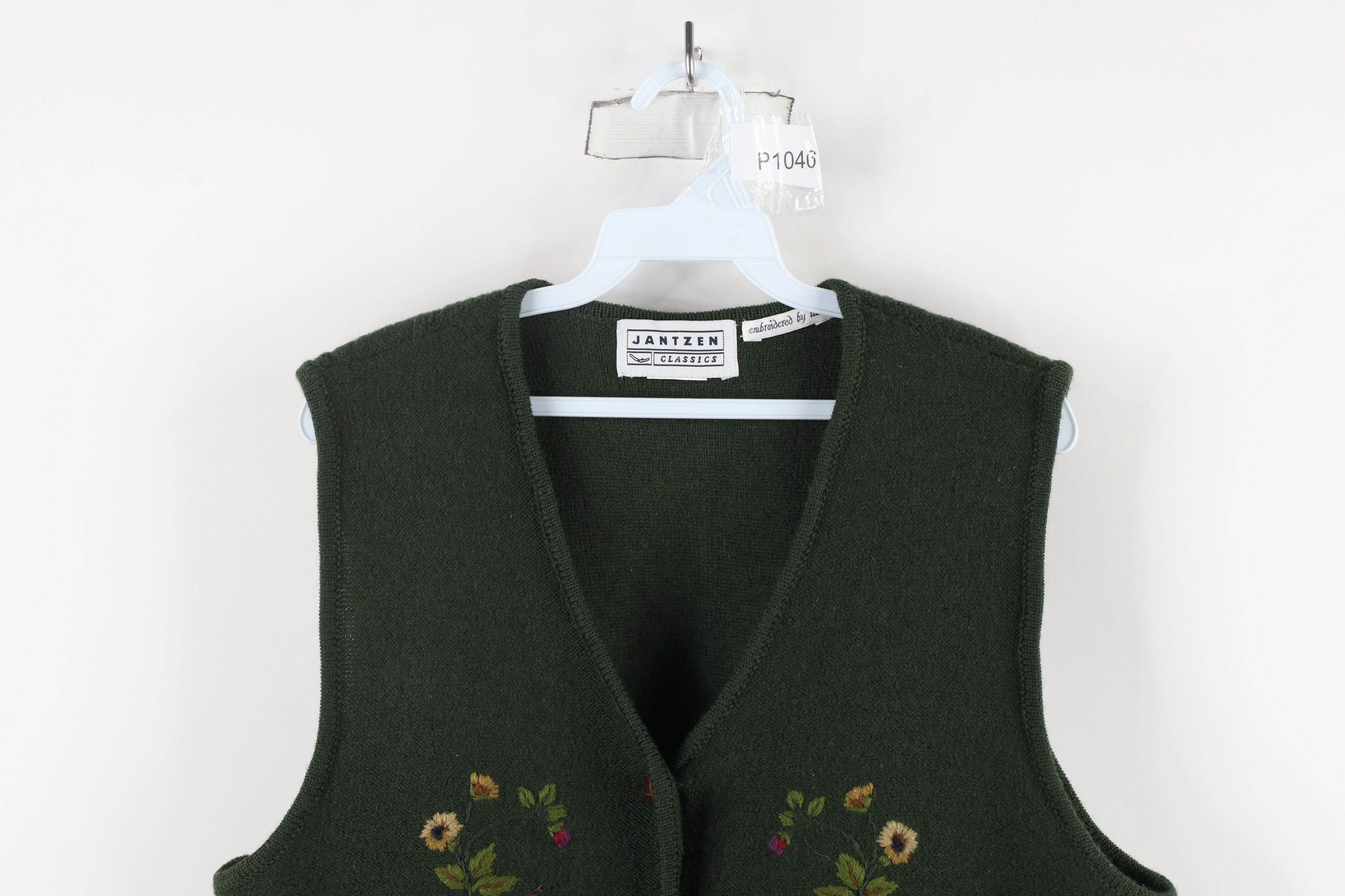 Vintage Vintage 90s Streetwear Hand Embroidered Flower Sweater Vest Size L / US 10 / IT 46 - 2 Thumbnail