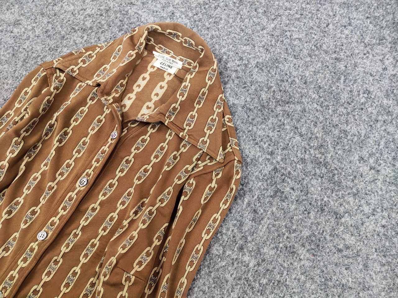 Celine Vintage 70's Celine Pure Silk Monogram Logo Blouse Shirt Size M / US 6-8 / IT 42-44 - 3 Thumbnail