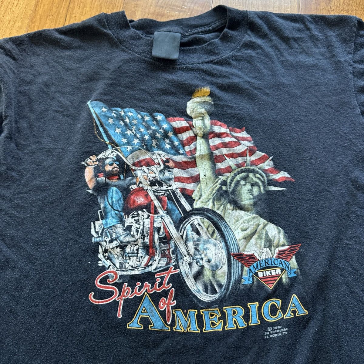 Harley Davidson Vintage 80s 1987 3D emblem Harley Davidson Spirit of America Size US XL / EU 56 / 4 - 1 Thumbnail