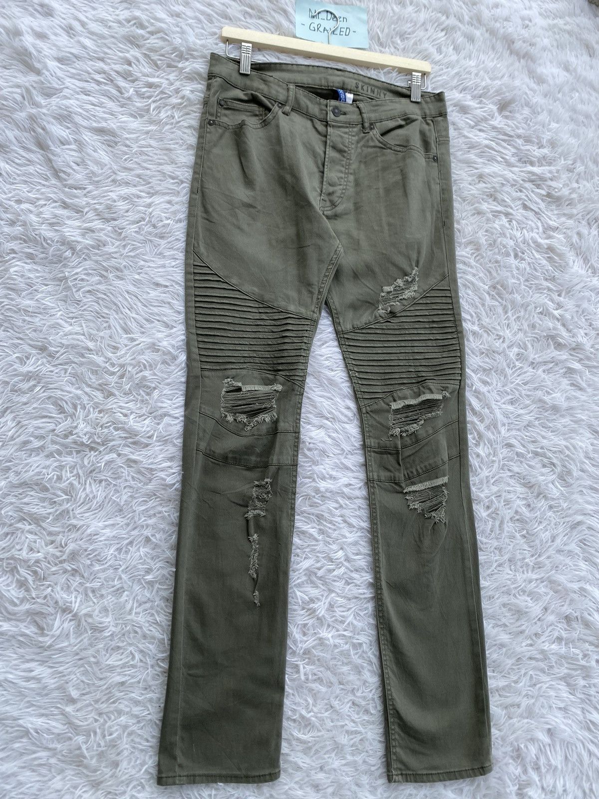 Japanese Brand Rare H&M Divided Distressed Biker Denim Skinny Pants Size US 31 - 2 Thumbnail