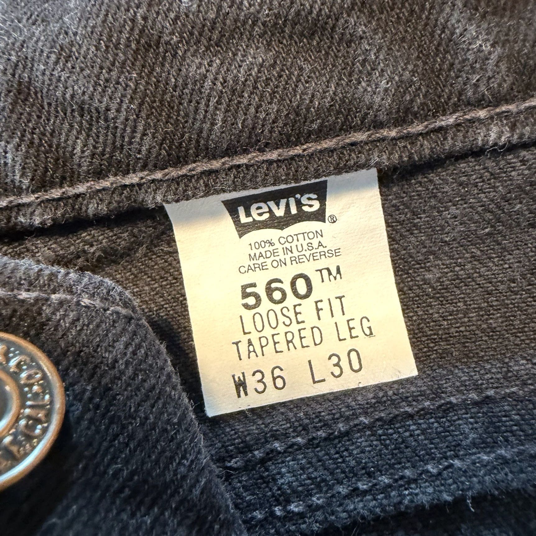 Levi's VINTAGE Levis Jeans 560 Comfort Loose Tapered Leg Black Mens 36x30 USA Made Size US 36 / EU 52 - 5 Thumbnail