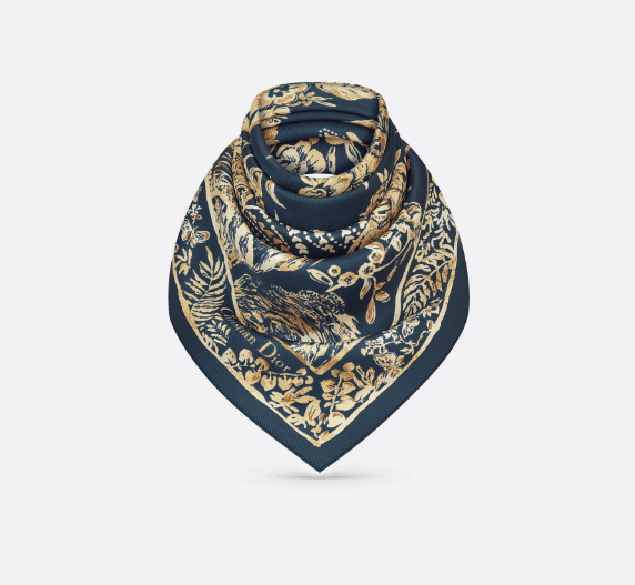 Dior o1w1db10625 Size : OS / Square Scarf in Navy Blue/Beige Size ONE SIZE - 3 Thumbnail