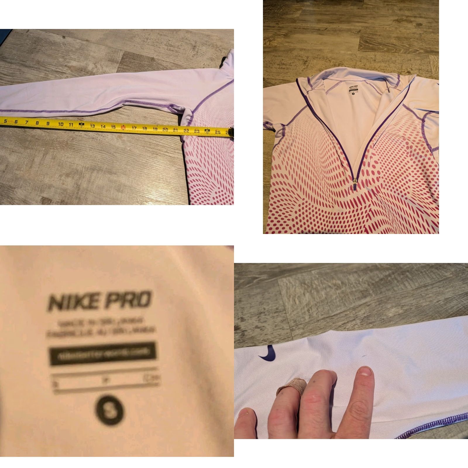 Nike Nike Pro Women's S Light Purple Optical Illusion Quarter Zip Athletic Top Drifit Size S / US 4 / IT 40 - 8 Thumbnail