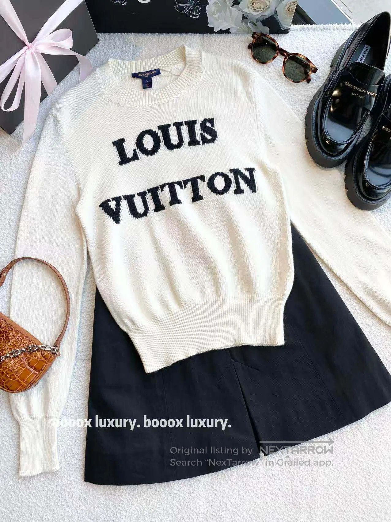 Louis Vuitton Louis Vuitton 23SS white letter knit pullover sweater| Size S / US 4 / IT 40 - 1 Thumbnail