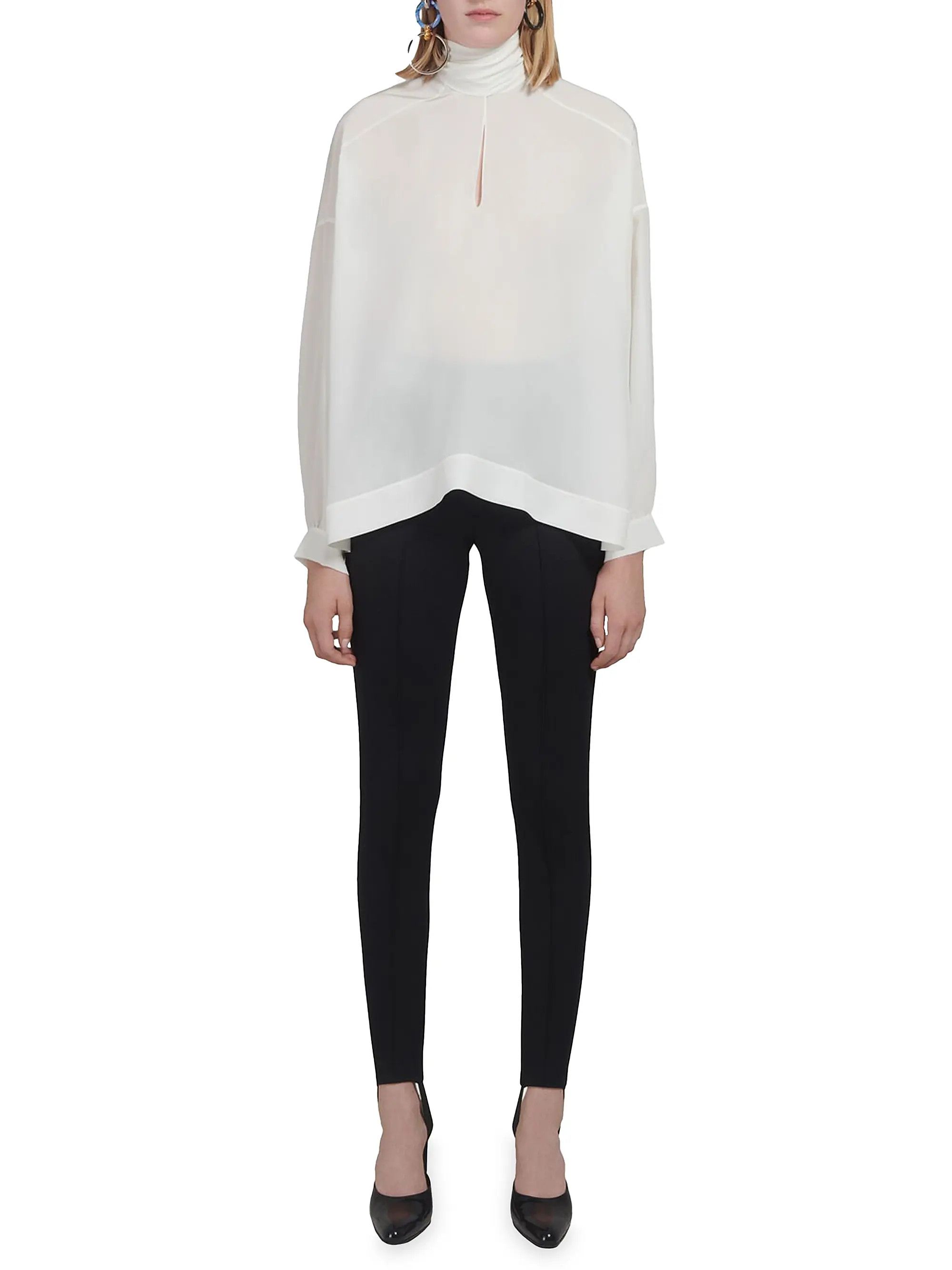 Balenciaga o1srvl11e0825 Fluid Vareuse Blouse in White Size XS / US 0-2 / IT 36-38 - 2 Thumbnail