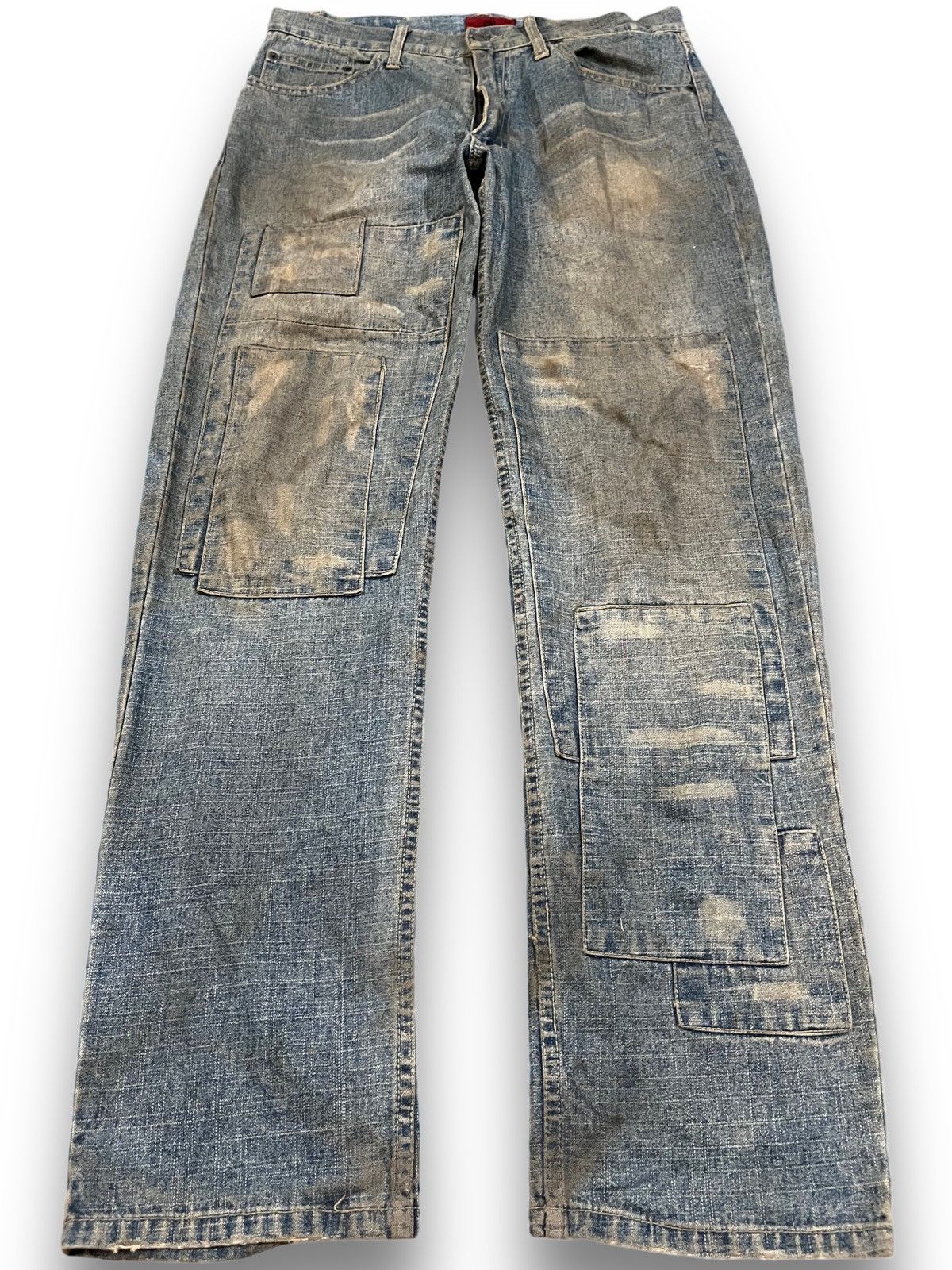 If Six Was Nine Vintage Japanese Nylaus 0125 Mudwash Patchwork Denim Size US 31 - 1 Thumbnail