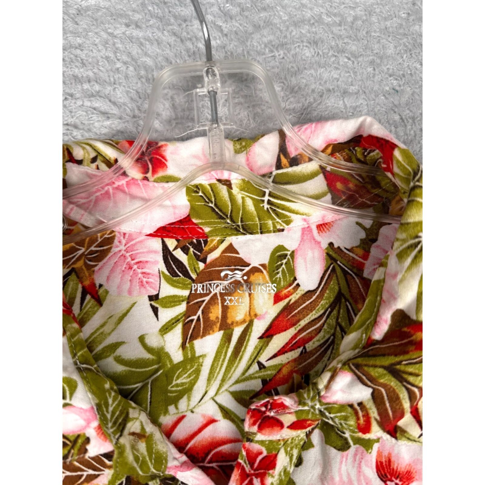 Pinko Princess Cruises Shirt Women 2XL Green Floral Rayon Hawaiian Button Up Casual Travel Short Sleeve Womens Vintage: No Size XXL / US 16-18 / IT 52-54 - 7 Thumbnail