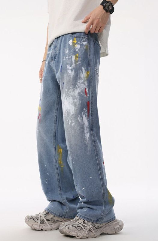 Japanese Brand American high street splatter paint baggy wide-leg jeans Size US 32 / EU 48 - 1 Thumbnail