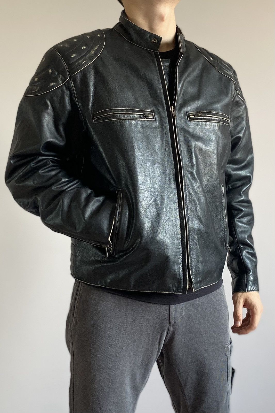 Vintage Buffalo Leather Jacket Distressed Effect Coat Size US XL / EU 56 / 4 - 6 Thumbnail