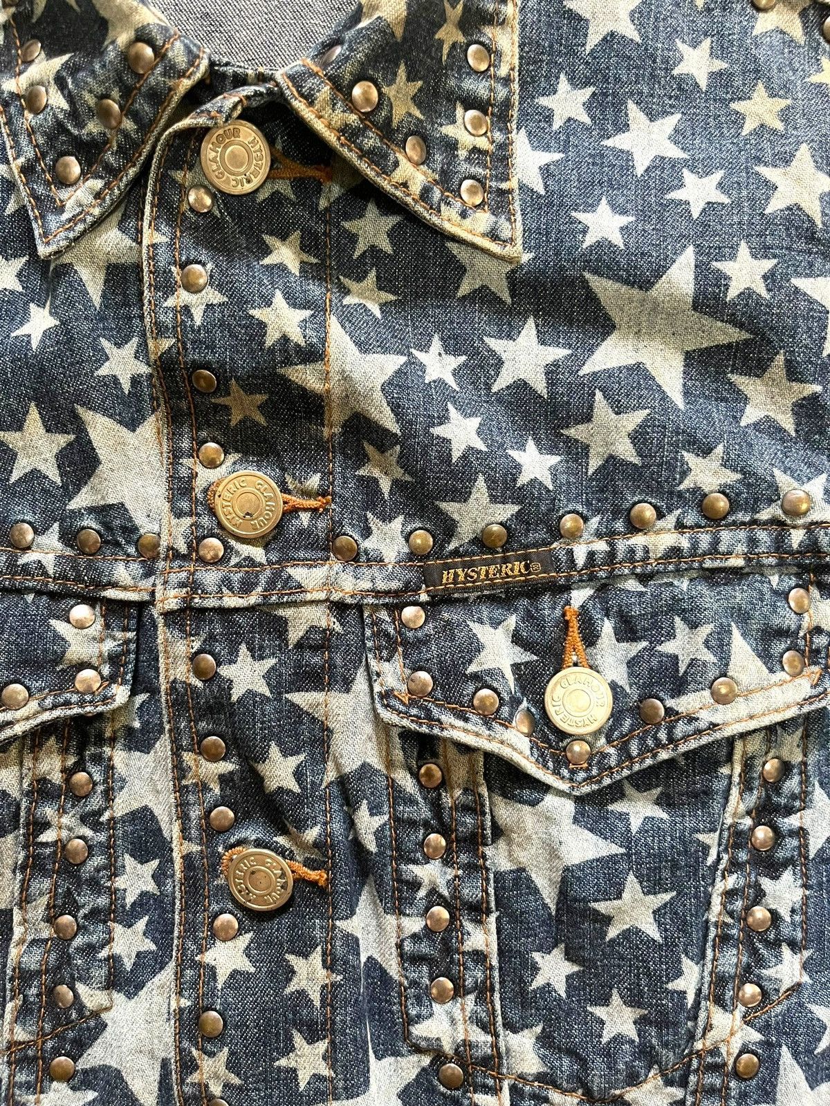 Hysteric Glamour × Japanese Brand × Seditionaries Vintage Hysteric Allover Print Stars Studded Denim Shirts Size S / US 4 / IT 40 - 4 Thumbnail