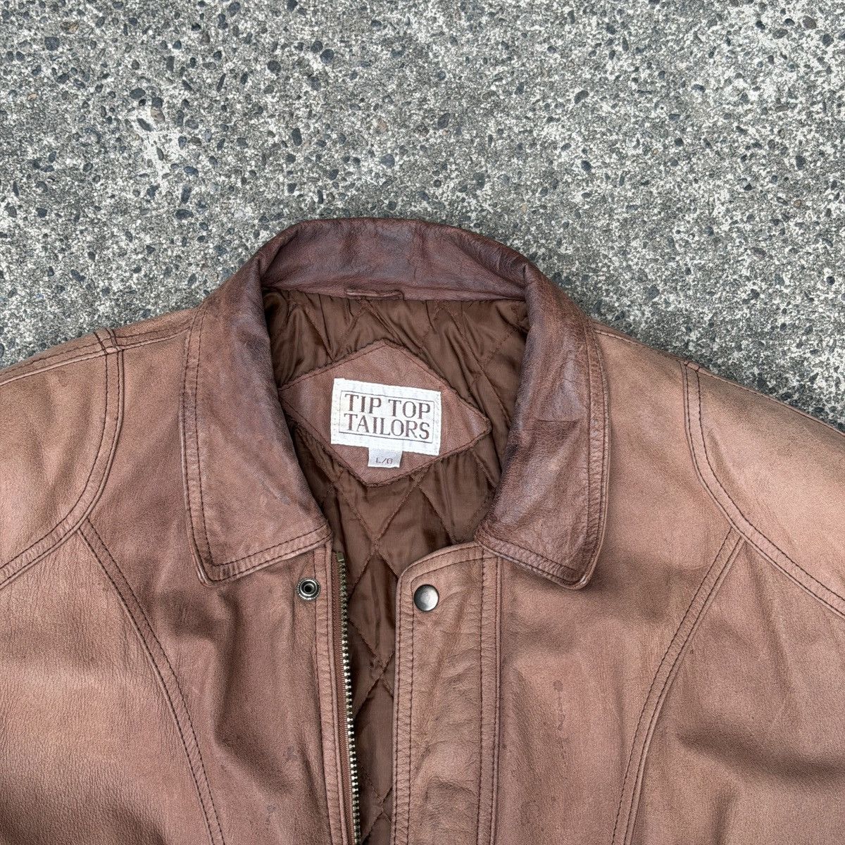 Vintage 90s Brown leather bomber jacket with quilted lining large Size US L / EU 52-54 / 3 - 3 Thumbnail
