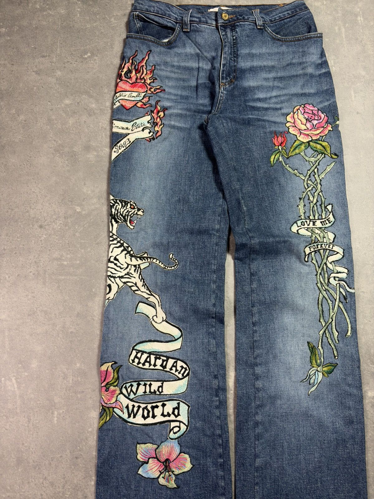 Roberto Cavalli SS03 Roberto Cavalli Tattoo Denim Jeans 30 32 Rare 00s Size US 30 / EU 46 - 3 Thumbnail