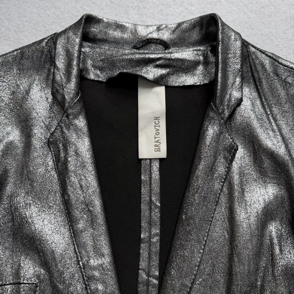 Giorgio Brato 2000s Bratovich (By Giorgio Brato) Glitter Leather Blazer Size M / US 6-8 / IT 42-44 - 4 Thumbnail