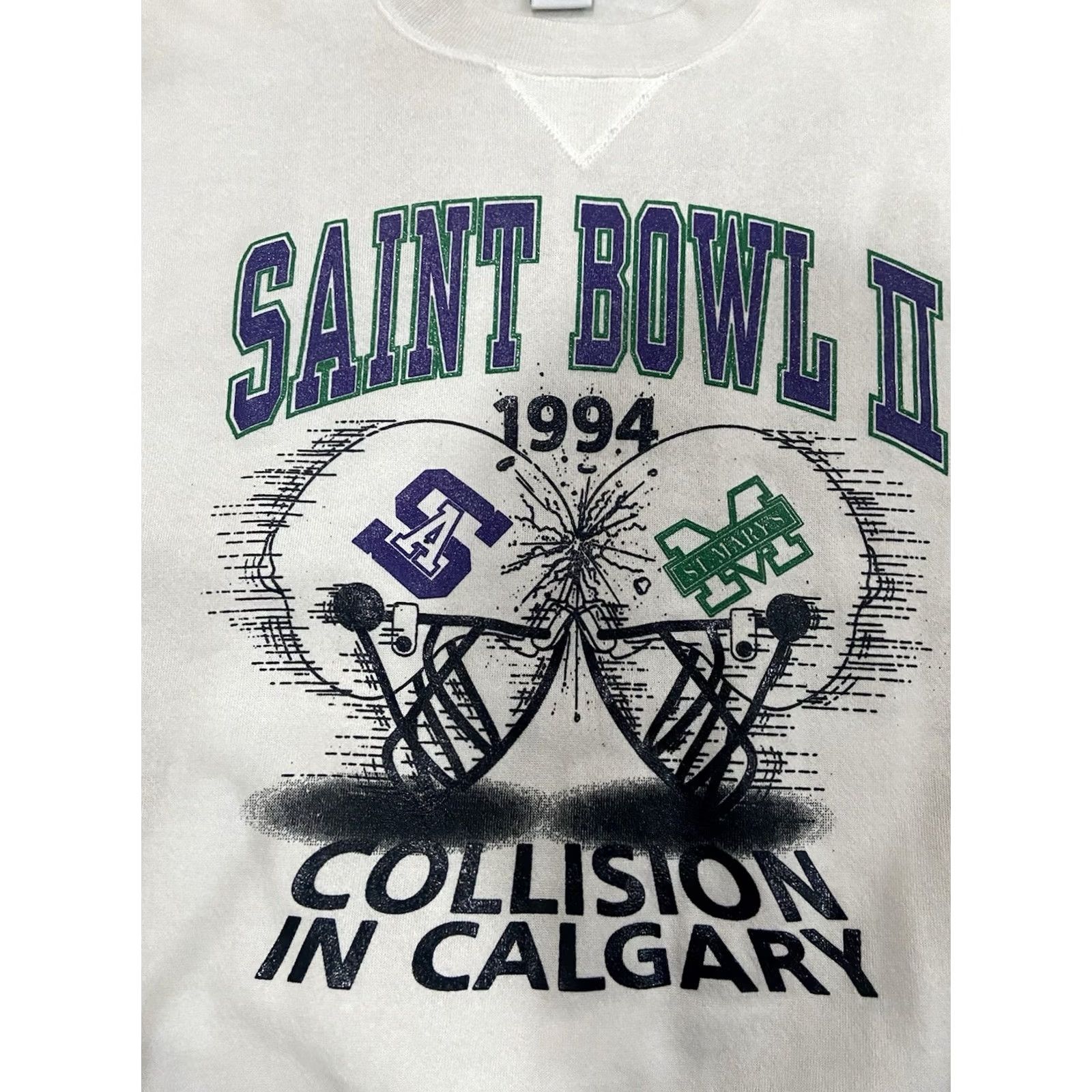 Russell Athletic VINTAGE Russell Athletic Crewneck Men 2XL Sweatshirt Football St Marys Calgary White Cotton Blend Fleece Logo Pullover All Seasons Mens Size US XXL / EU 58 / 5 - 4 Thumbnail