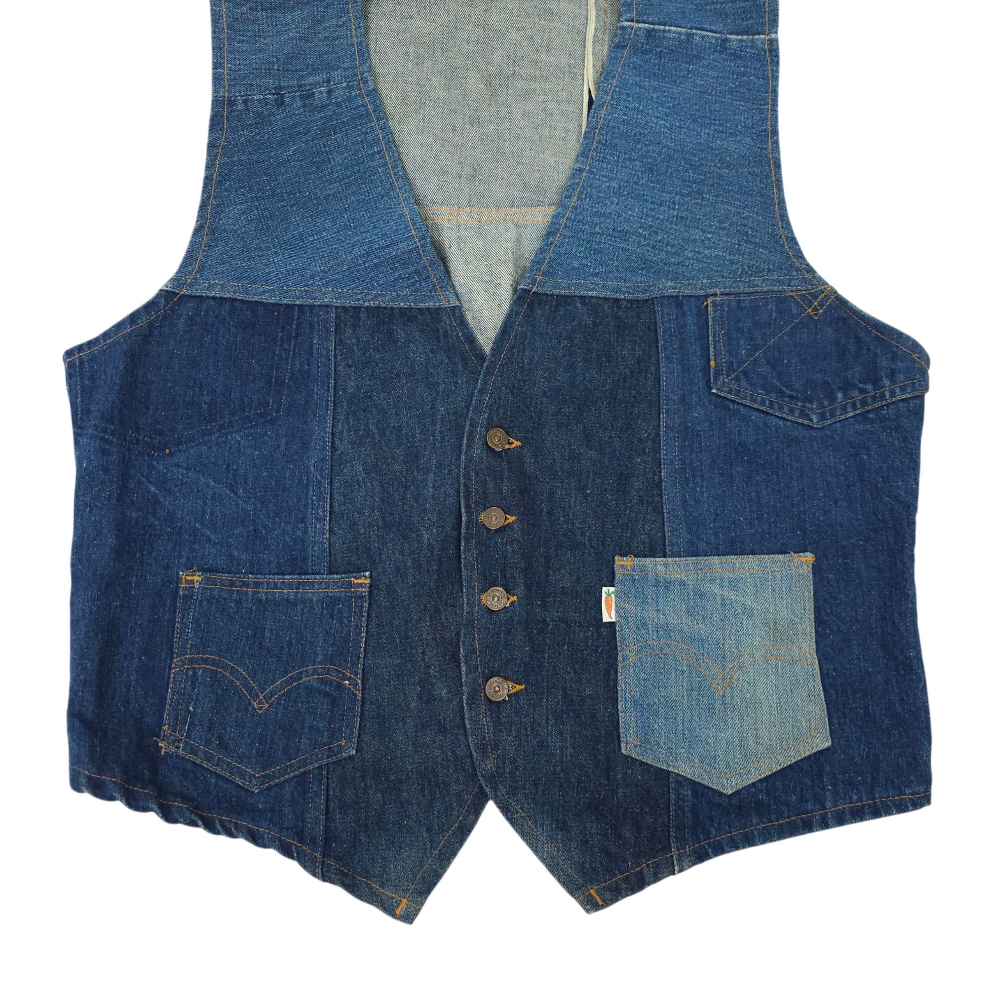 Levi's Levis Fresh Produce Patchwork Denim Vest L Buckle Back Vtg Size L / US 10 / IT 46 - 14 Thumbnail