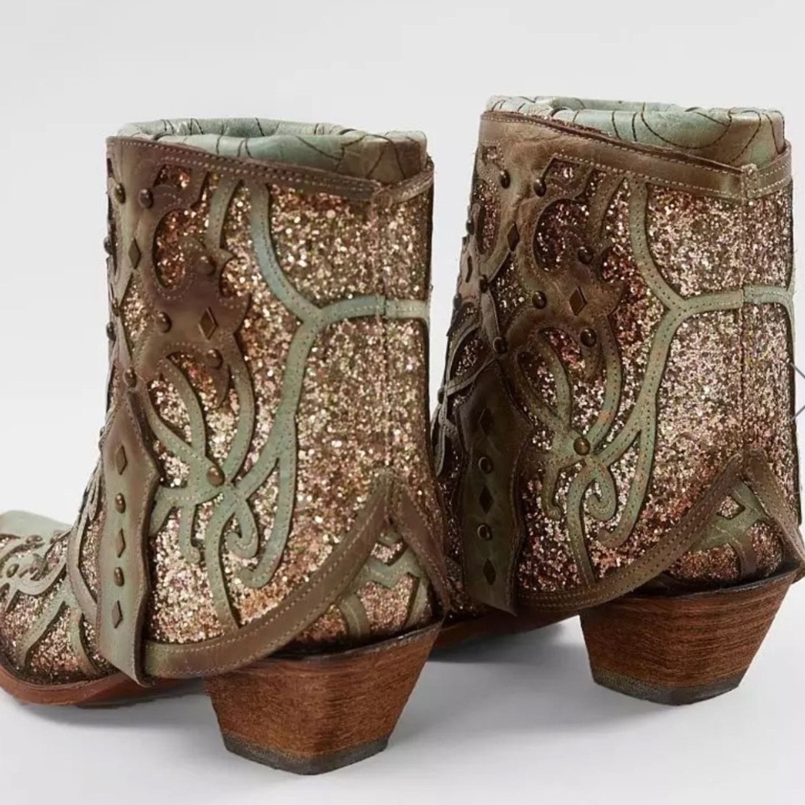 Corral NEW Corral handcrafted leather/sparkles-2 in 1 cowboy boots Size US 6 / IT 36 - 7 Thumbnail