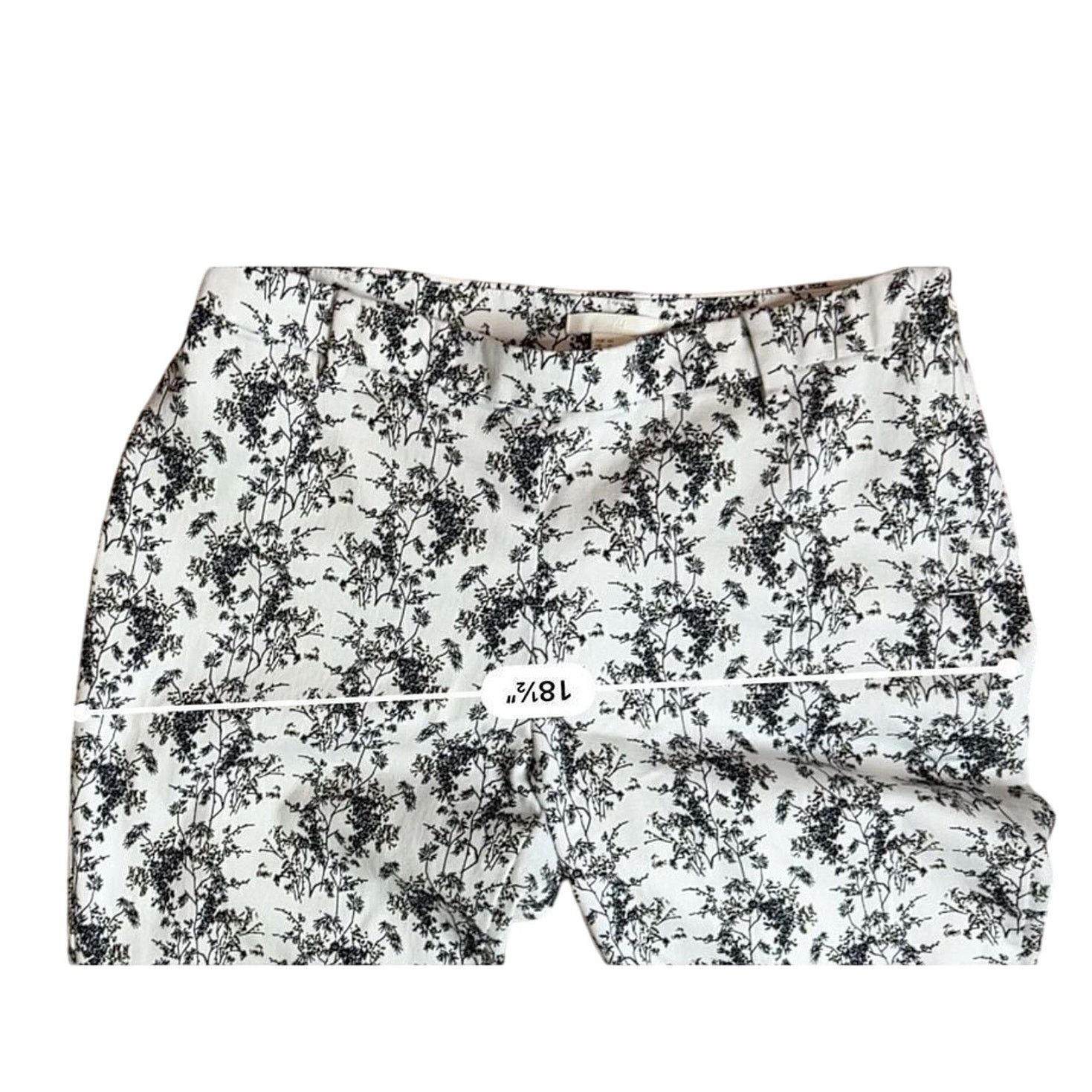 H&M H&M Black White Floral Stretch AOP Skinny Ankle Pants 10 Size 32" / US 10 / IT 46 - 6 Thumbnail